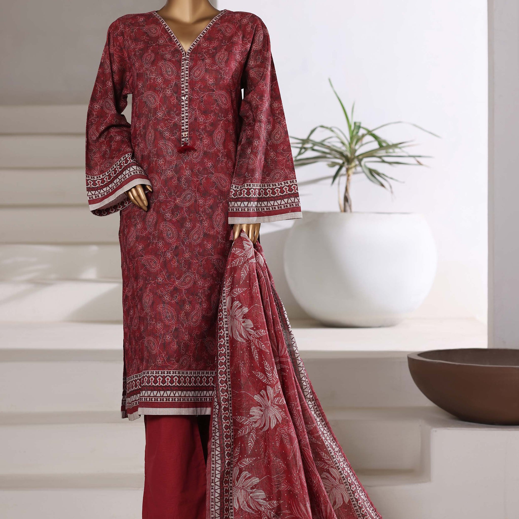 Sadabahar Shimmer Printed Khadder 3PCS Stitched Vol—1 Collection 2025 D-09