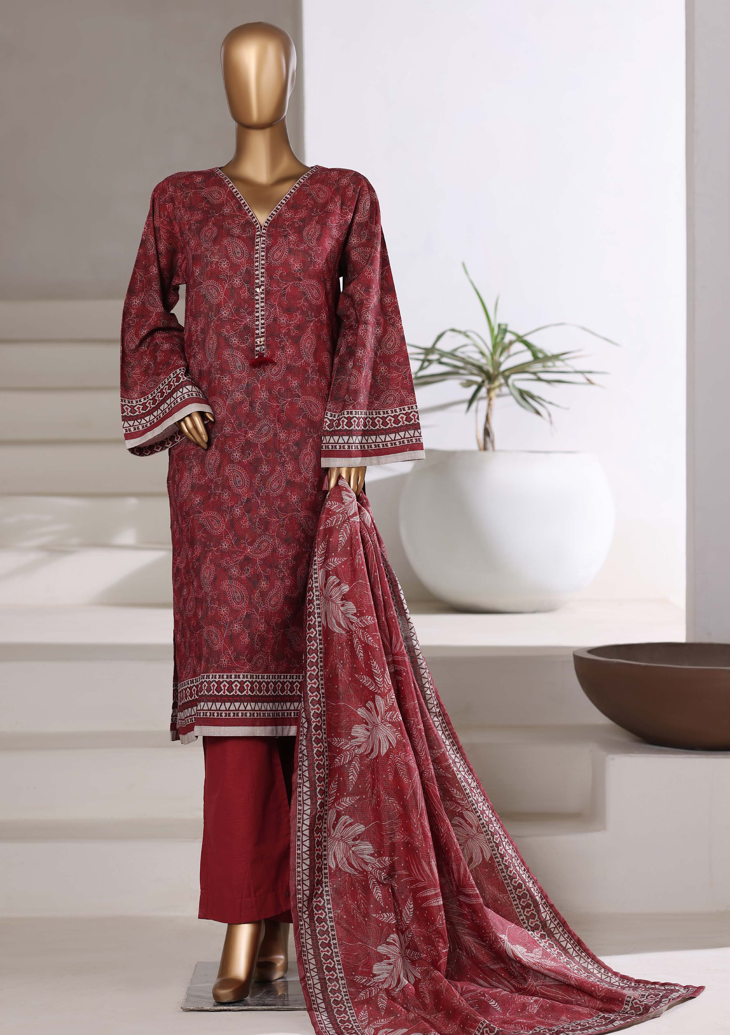 Sadabahar Shimmer Printed Khadder 3PCS Stitched Vol—1 Collection 2025 D-09