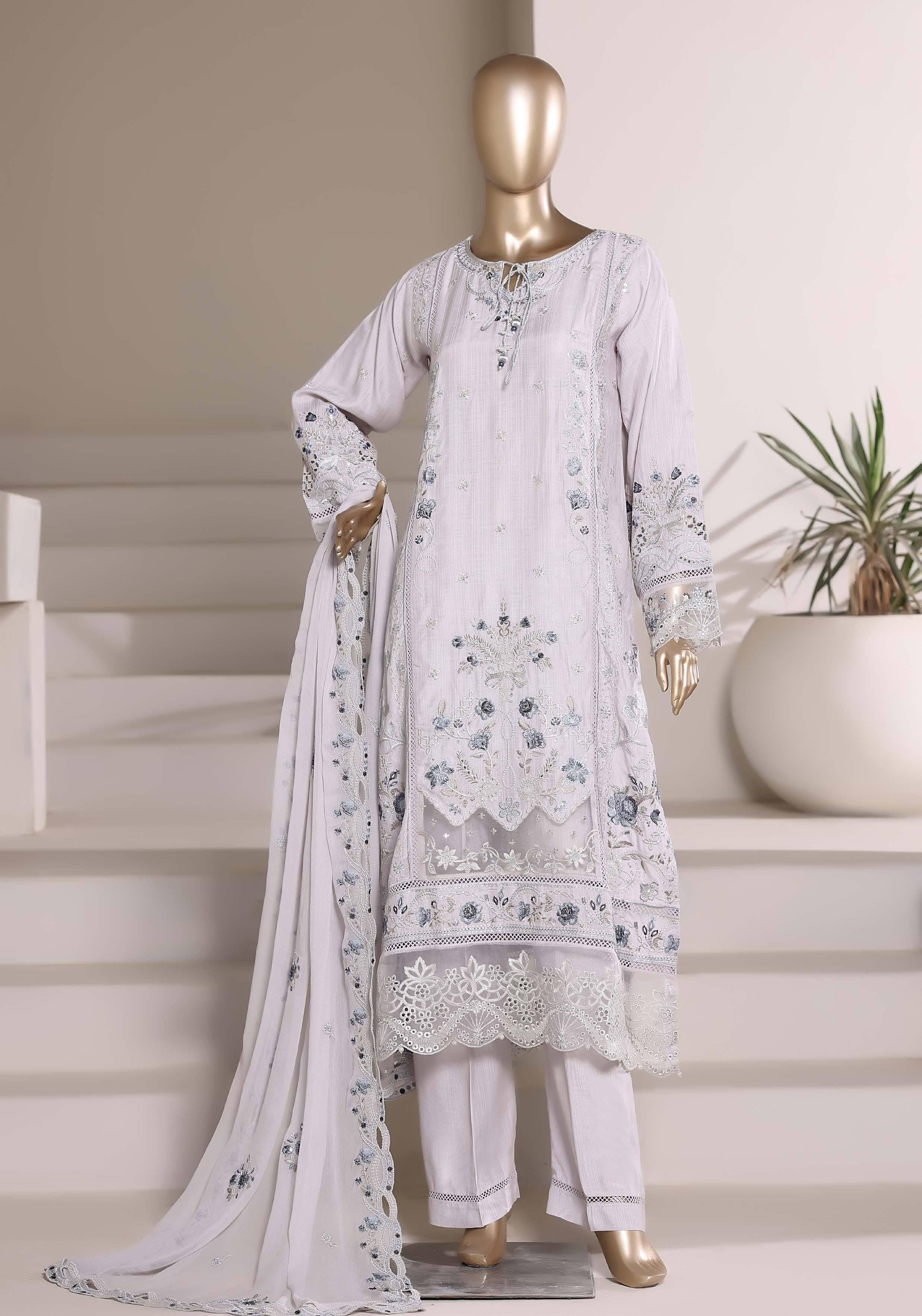 Sadabahar Luxury SlubViscous Lawn Embroidery With Chiffon Embroidery Dupatta Stitched Vol-01 Collection 2026. LEL-07