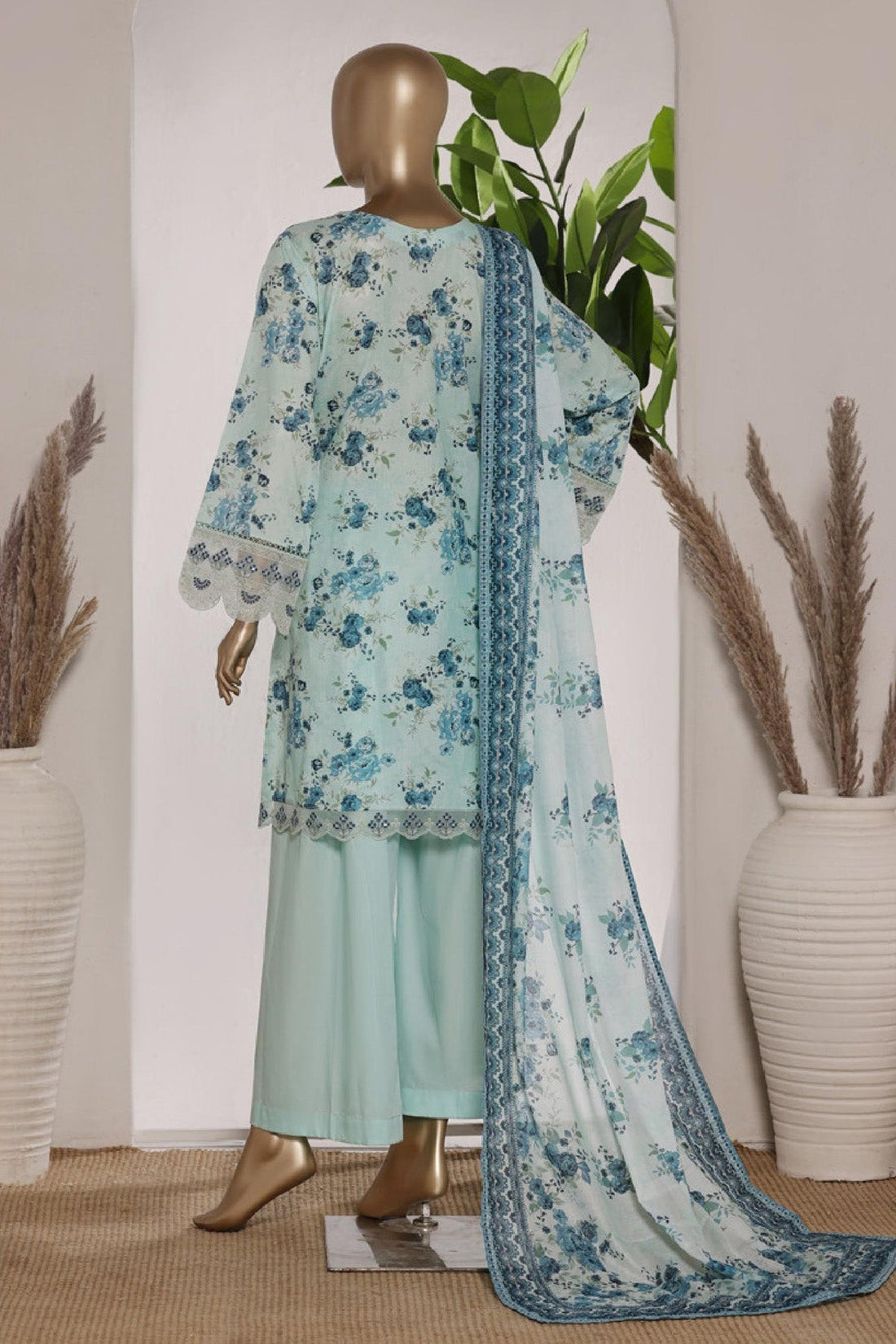 Bin Saeed Stitched 3 Piece Embroidery Lawn Short Length With Broad Flapper Eid Edition Collection 2026 D#06