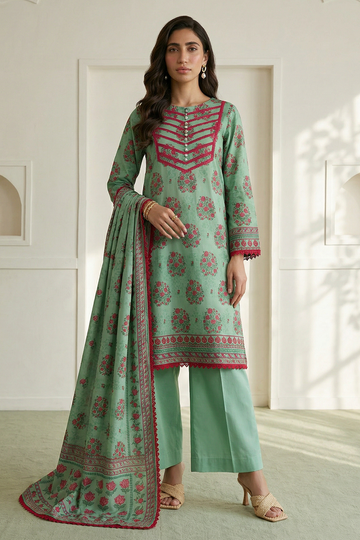 Zellbery Luxury Lawn Printed 3Piece Unstitched Collection 2026 WUS26X30946