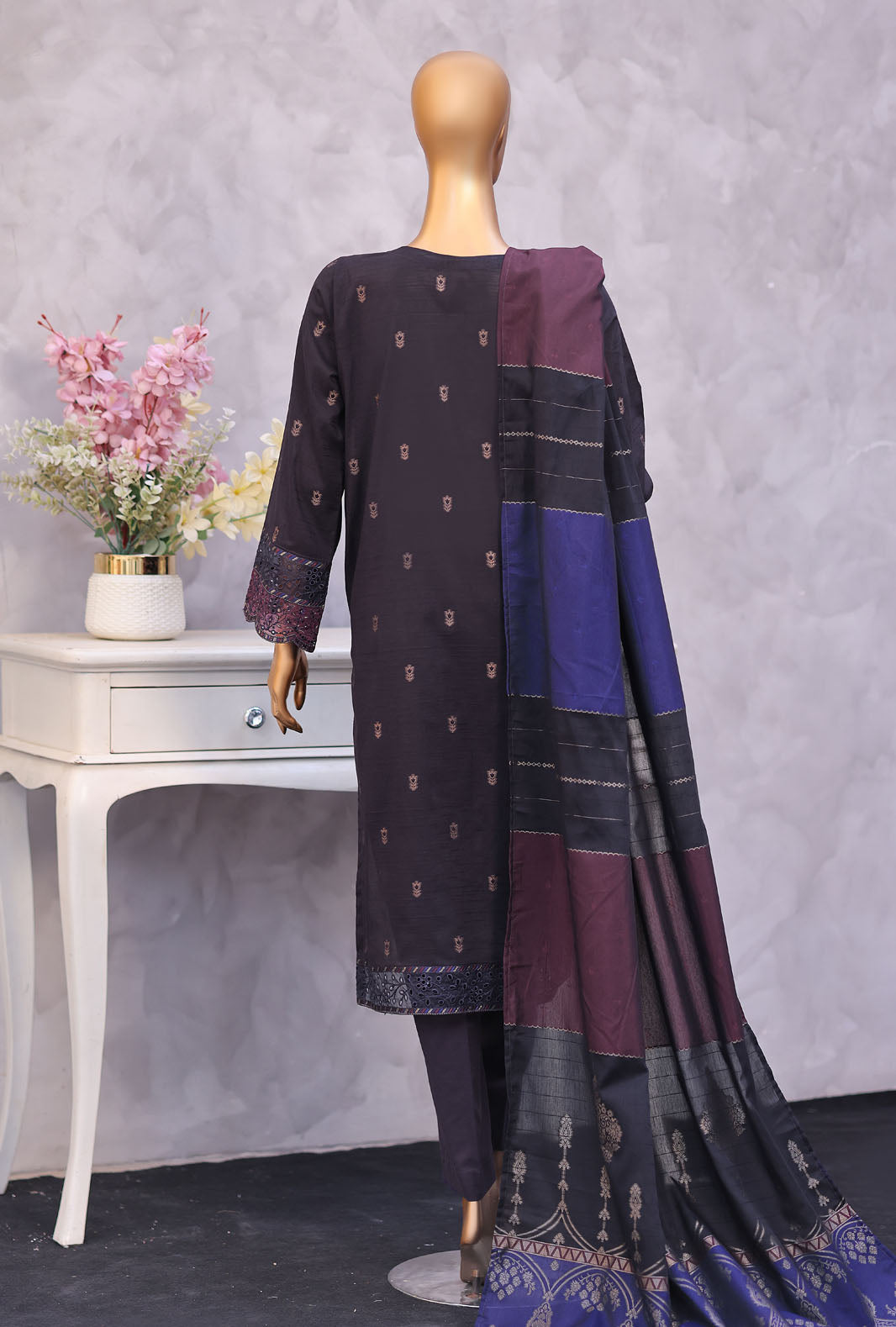 Turkish Embroidered Jacquard 3Piece  Unstitched Suit by HZ Textiles 2026 D#-04