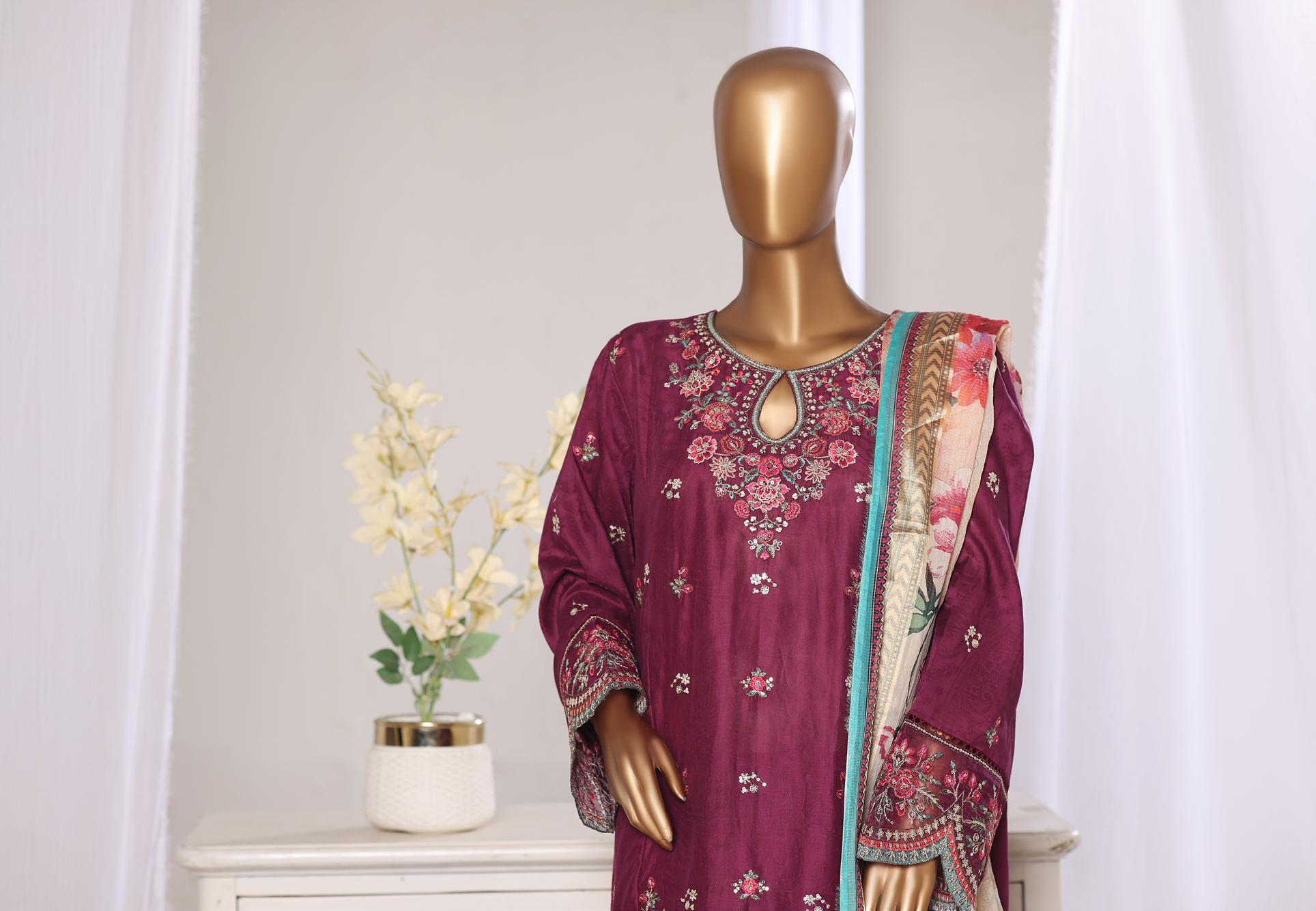 Bin Saeed Luxury Lawn Jacquard Fetive Embroidery 3Piece Stitched COLLECTION 2026. D-03