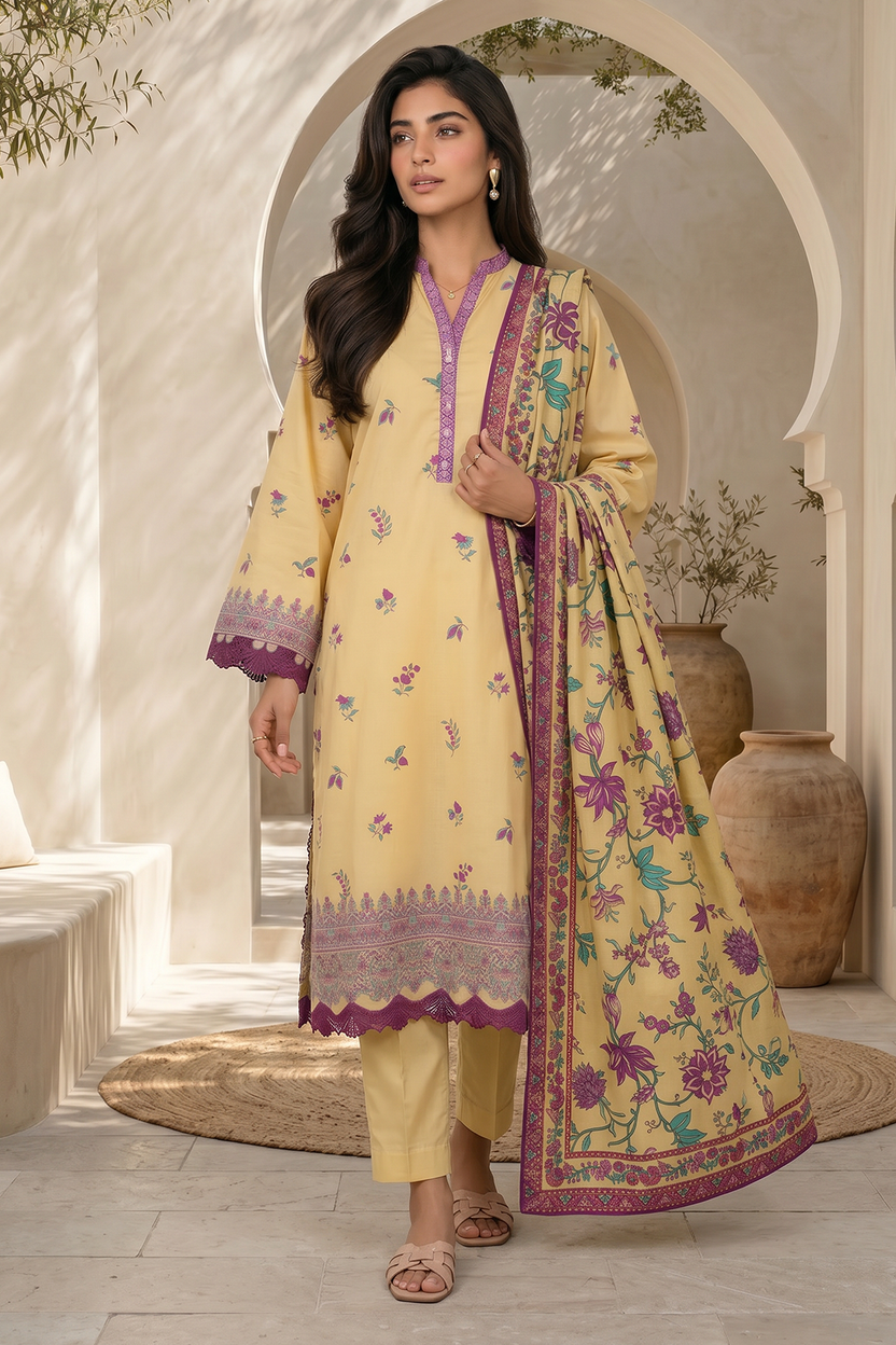 Zellbery Luxury Lawn Printed 3Piece Unstitched Collection 2026 WUS26X31147