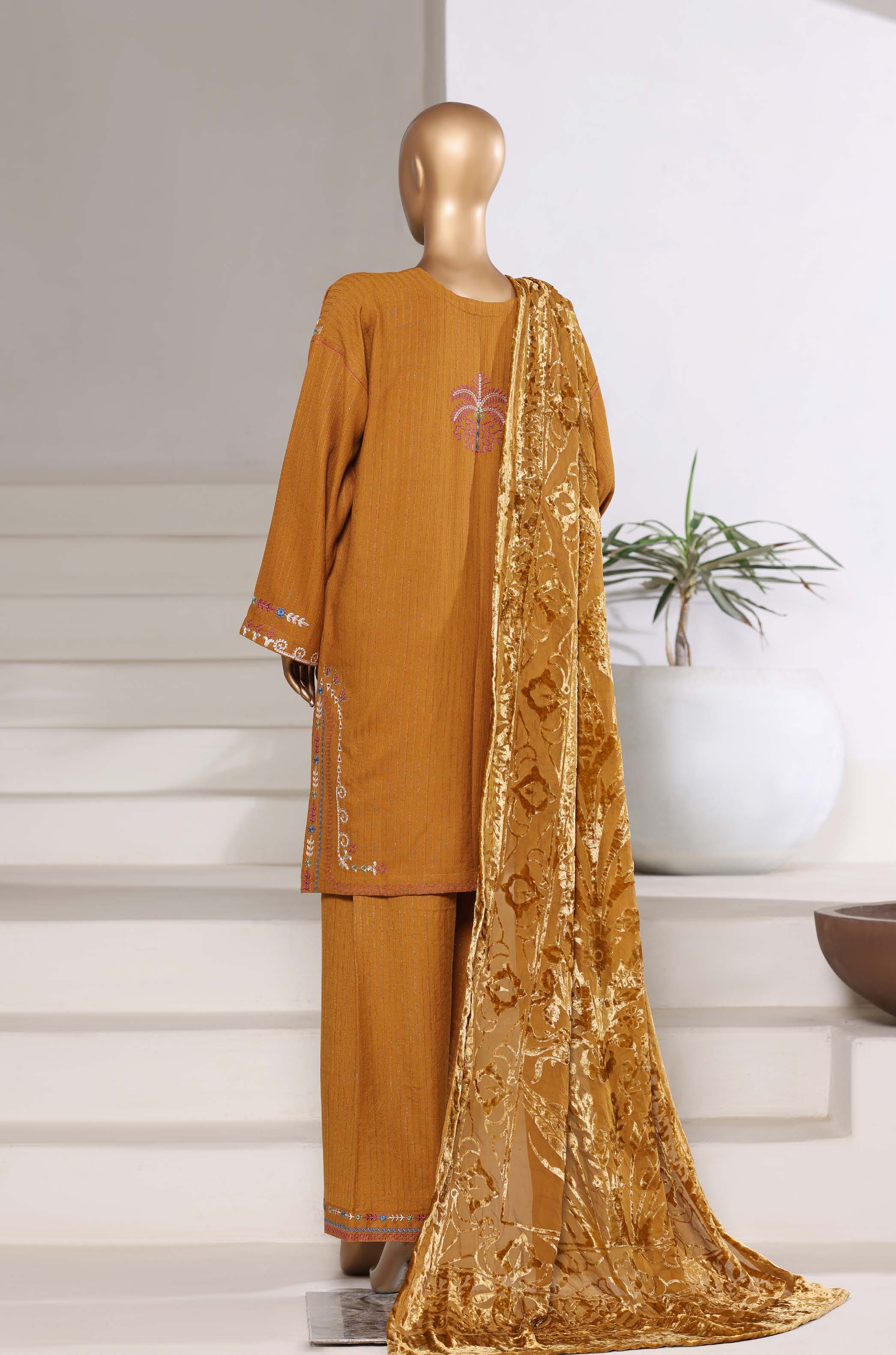 Sadabahar Stitched Winter Embroidery Dhanak 3Piece With Palachi Shwal Collection 2025 SDPL -06
