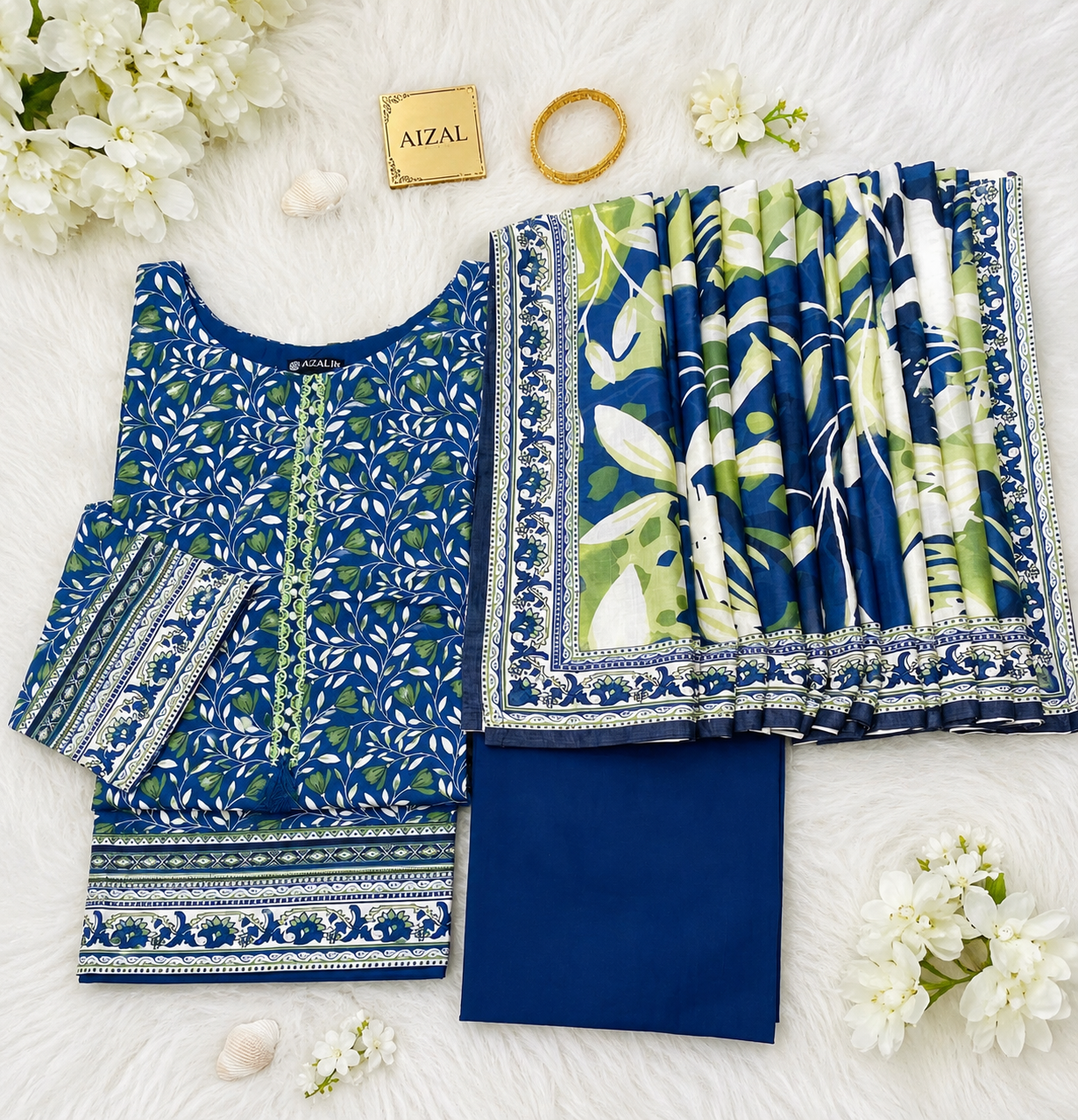 Aizal Luxury Lawn Printed Vol-1 3Piece Stitched Collection 2026 D#-02