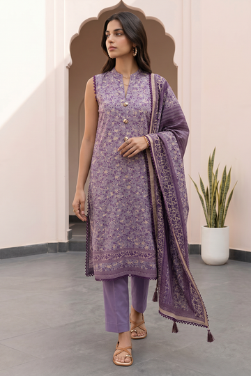 Zellbery Luxury Lawn Printed 3Piece Unstitched Collection 2026 WUS26X38068