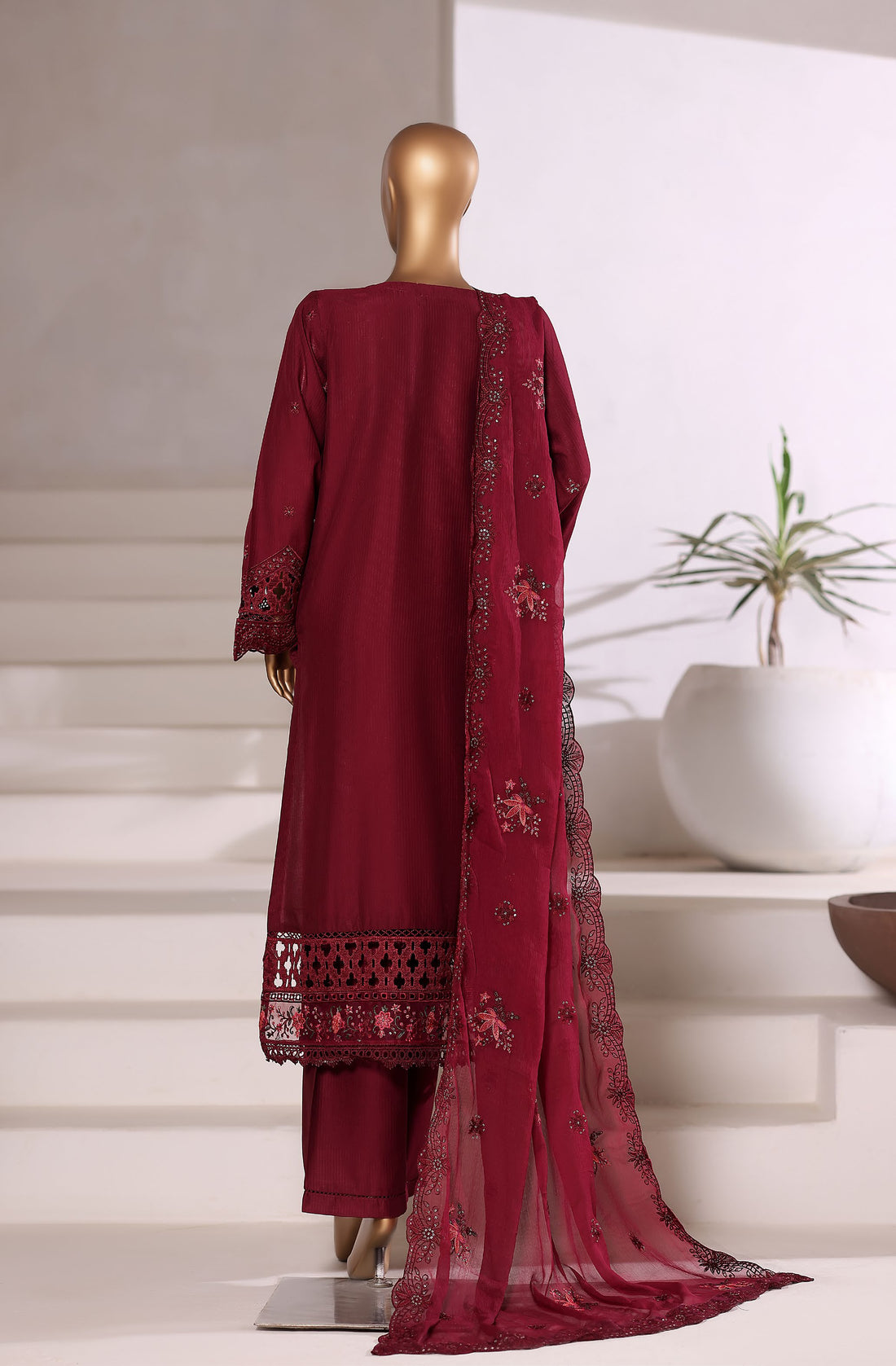 Sadabahar Luxury Viscous Embroidery With Chiffon Embroidery Dupatta Stitched Vol-01 Collection 2025. LEV-02 Mahroon