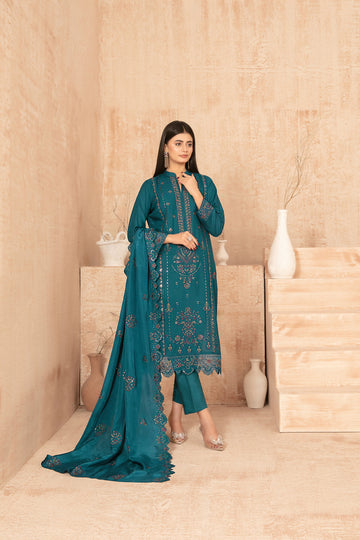Nisrine By Tawakkal Embroidery Viscous Slub 3Piece Unstitched Collection 2025. D-04