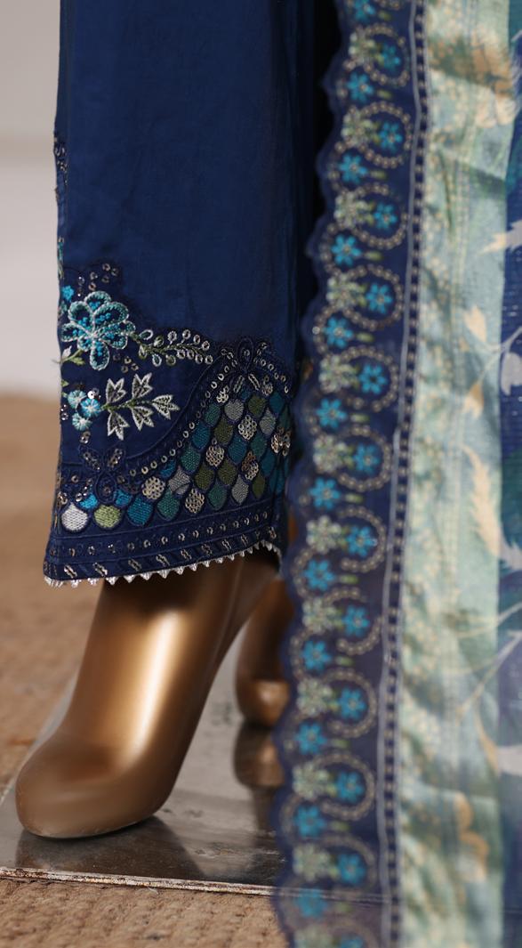 Bin Saeed Luxury Lawn Jacquard Fetive Embroidery 3Piece Stitched COLLECTION 2026. D-01