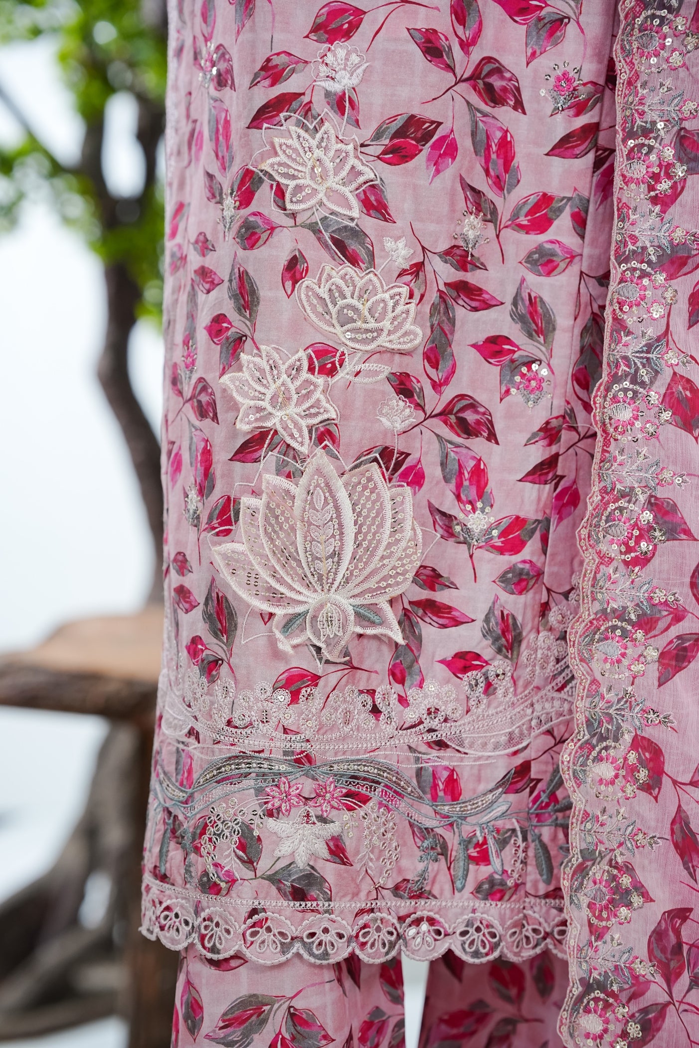 Bin Saeed Luxury Laserkari Chikenkari Lawn With Digital Printed With Embroidery Lawn Dupatta 3Piece Stitched Vol-02 Collection 2026. D#-14
