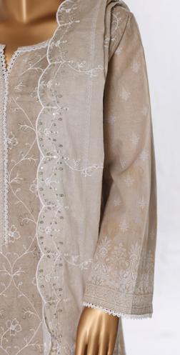 Bin Saeed Luxury Lawn White & White Chickenkari Embroidery 3Piece Stitched COLLECTION 2026. D-19