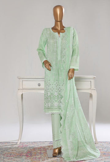 Bin Saeed Luxury Lawn White & White Chickenkari Embroidery 3Piece Stitched COLLECTION 2026. D-02