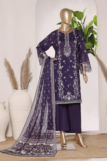 Bin Saeed Stitched 3 Piece Embroidery Lawn Short Length With Broad Flapper Eid Edition Collection 2026 D#03