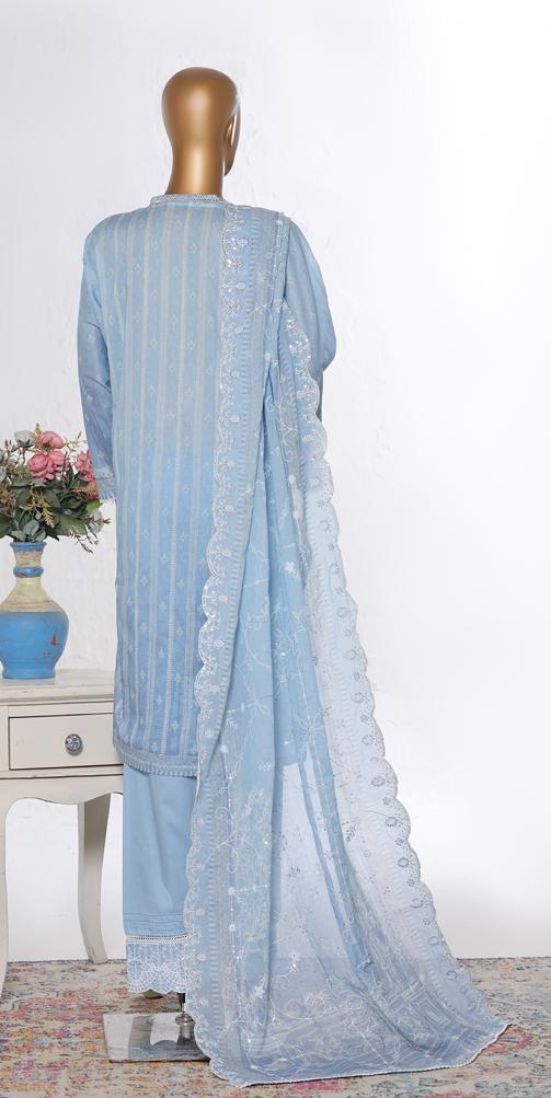 Bin Saeed Luxury Lawn White & White Chickenkari Embroidery 3Piece Stitched COLLECTION 2026. D-07