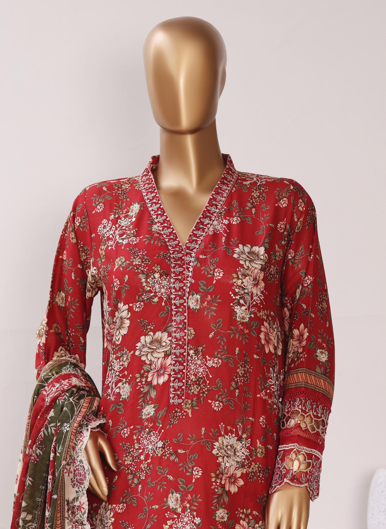 Bin Saeed Luxury Stitched Lawn Embroidery With Dupatta Embroidery 3Piece Stitched COLLECTION 2026. D-03