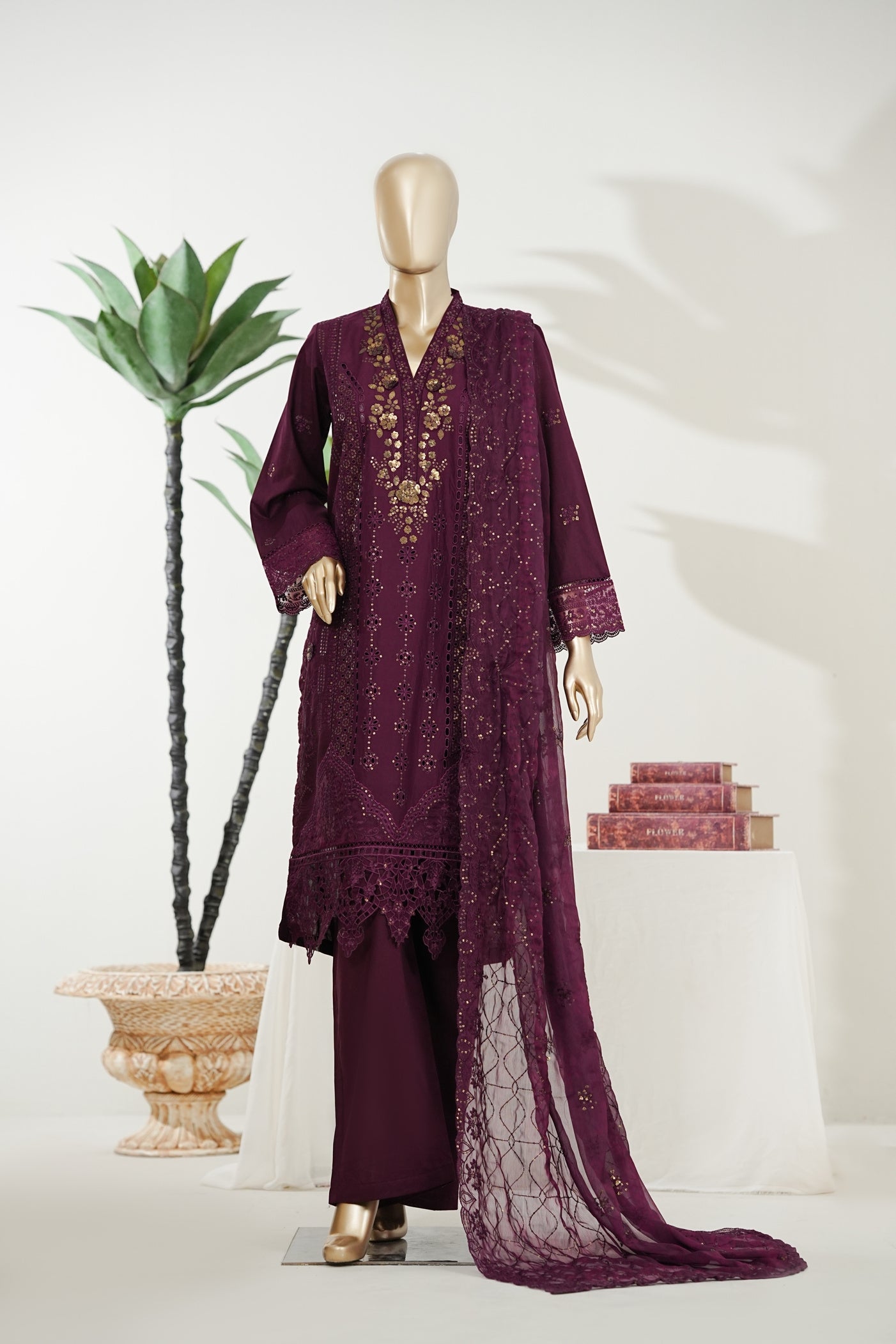 Bin Saeed Luxury Laserkari Heavy Embroidery Festive 3Piece Stitched Collection 2026 D#-05