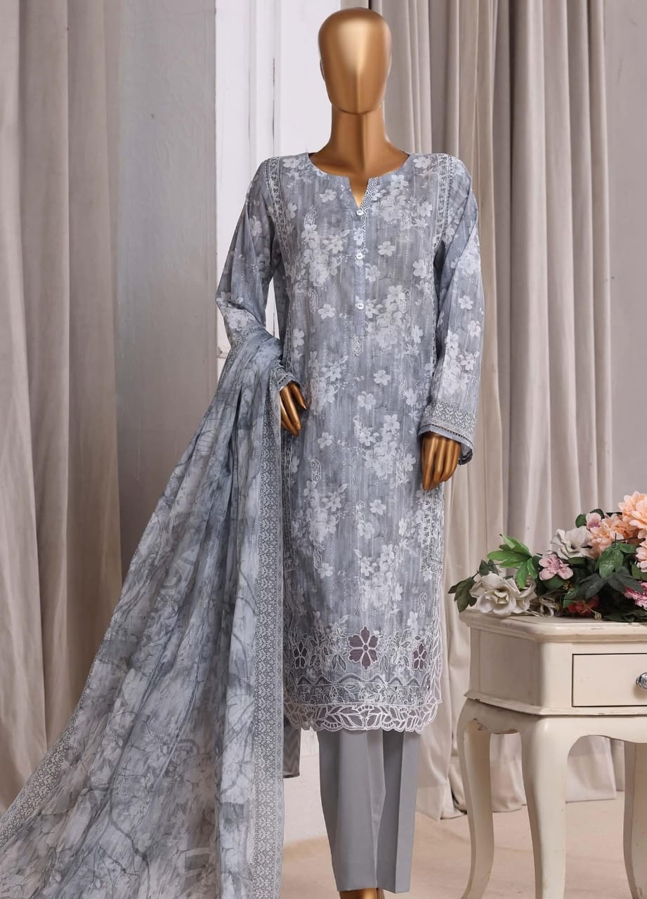 HZ Textiles Luxury Laserkari Embroidered Lawn Suit Stitched 3 Piece 2026 D#-09