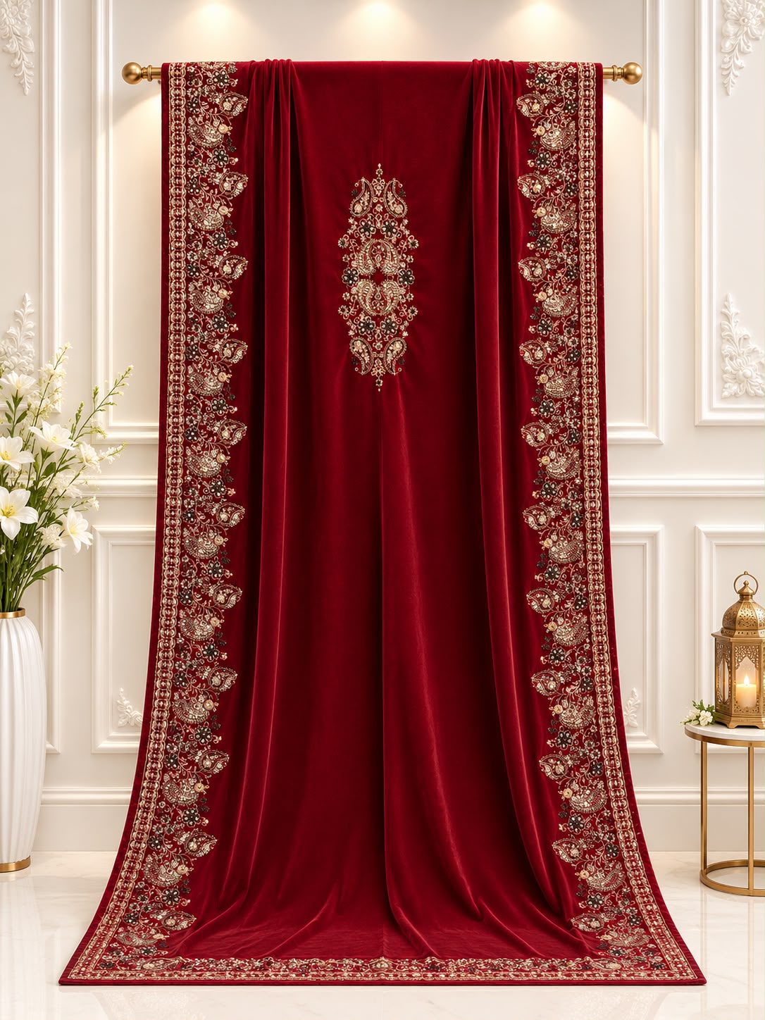 Perimum Exclusive Velvet 9000 Micro Shwal Dupatta Collection (Redish Mahroon)