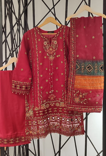 SADABAHAR LUXURY FORMAL FESTIVE °MAHPARA° ORGANZA EMBROIDERED 3PIECE STITCHED COLLECTION 2025 D#-53