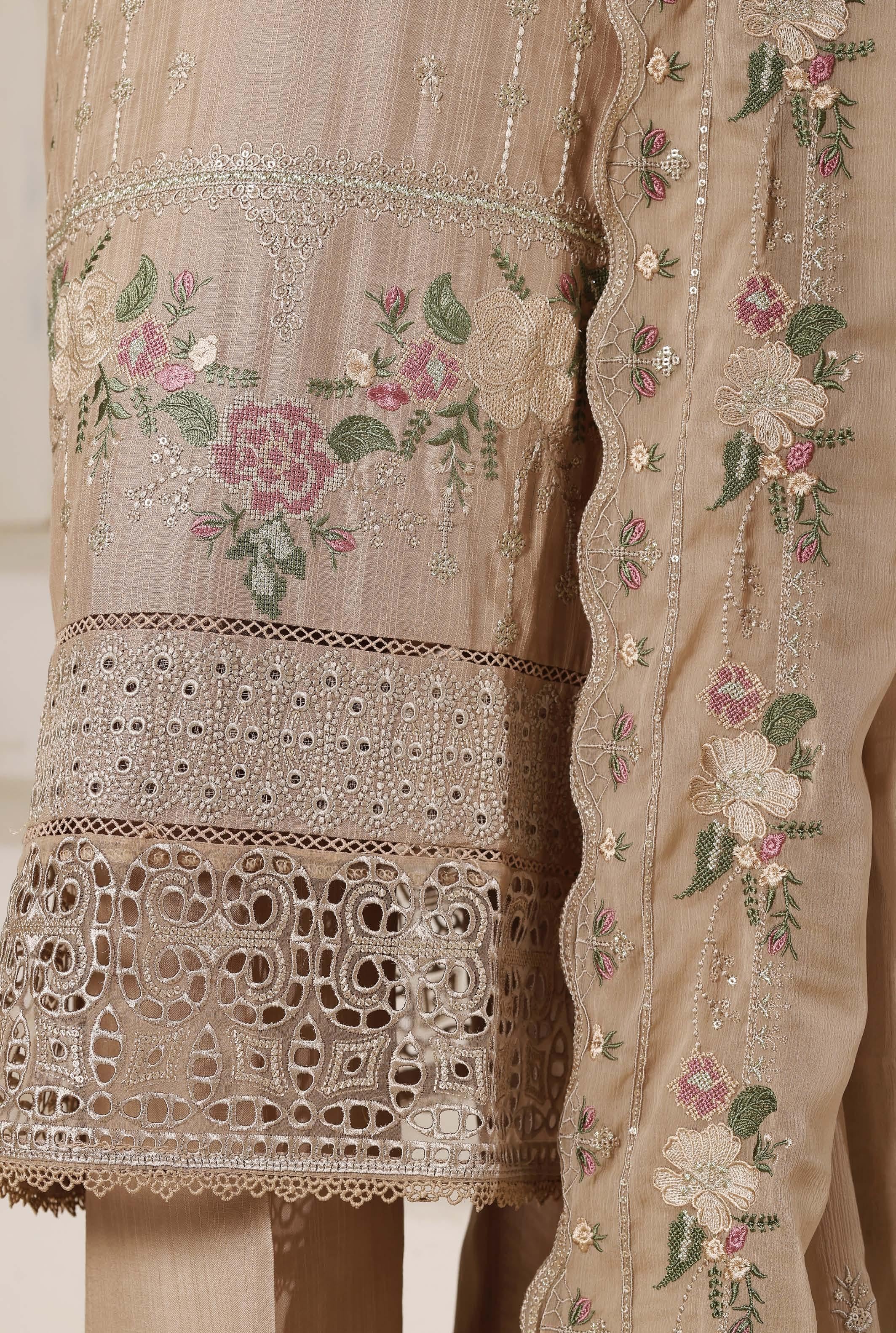Sadabahar Luxury SlubViscous Lawn Embroidery With Chiffon Embroidery Dupatta Stitched Vol-01 Collection 2026. LEL-05