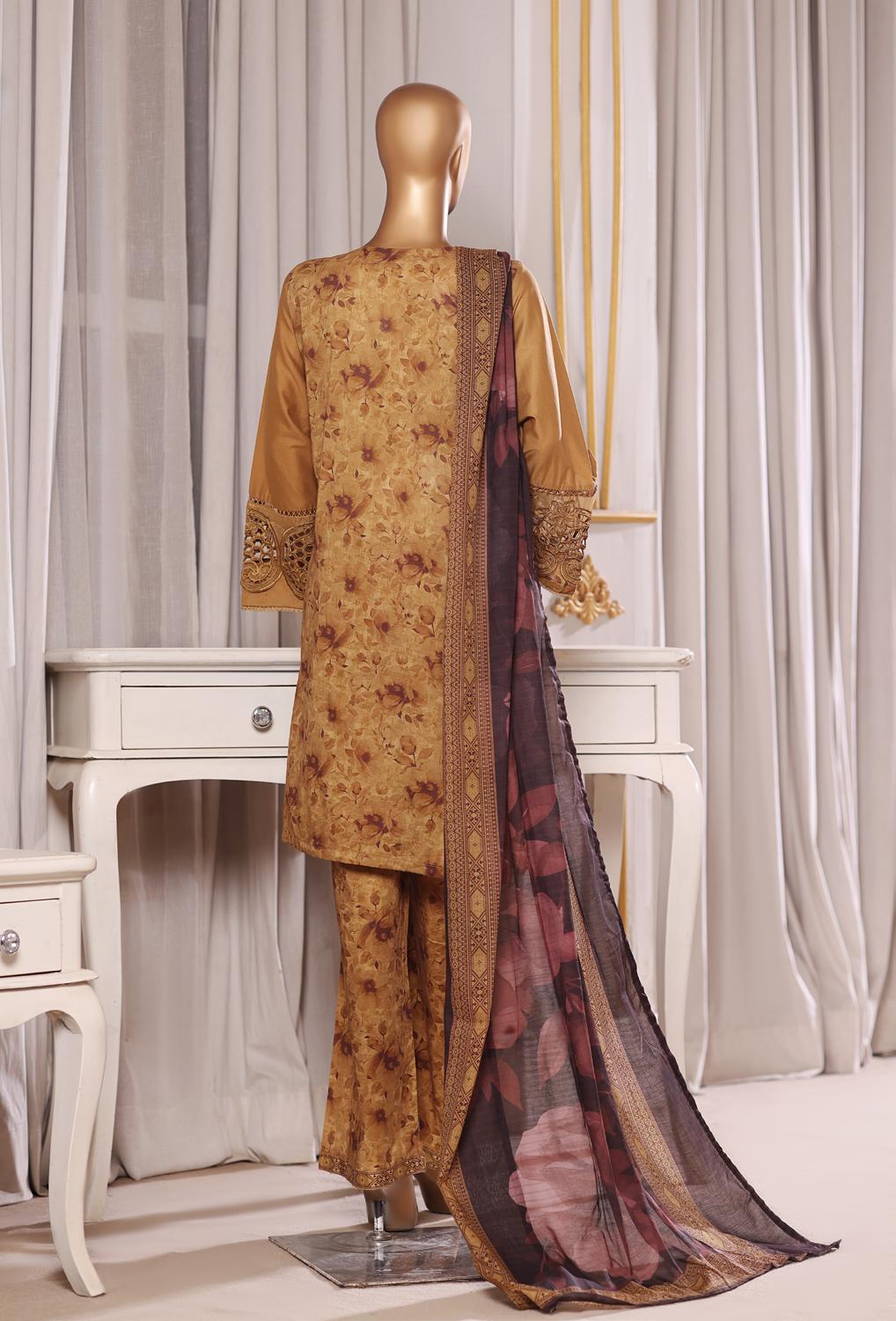Bin Saeed Luxury Laserkari Lawn With Digital Printed Lawn Dupatta 3Piece Stitched Vol-01 Collection 2026. D#-10
