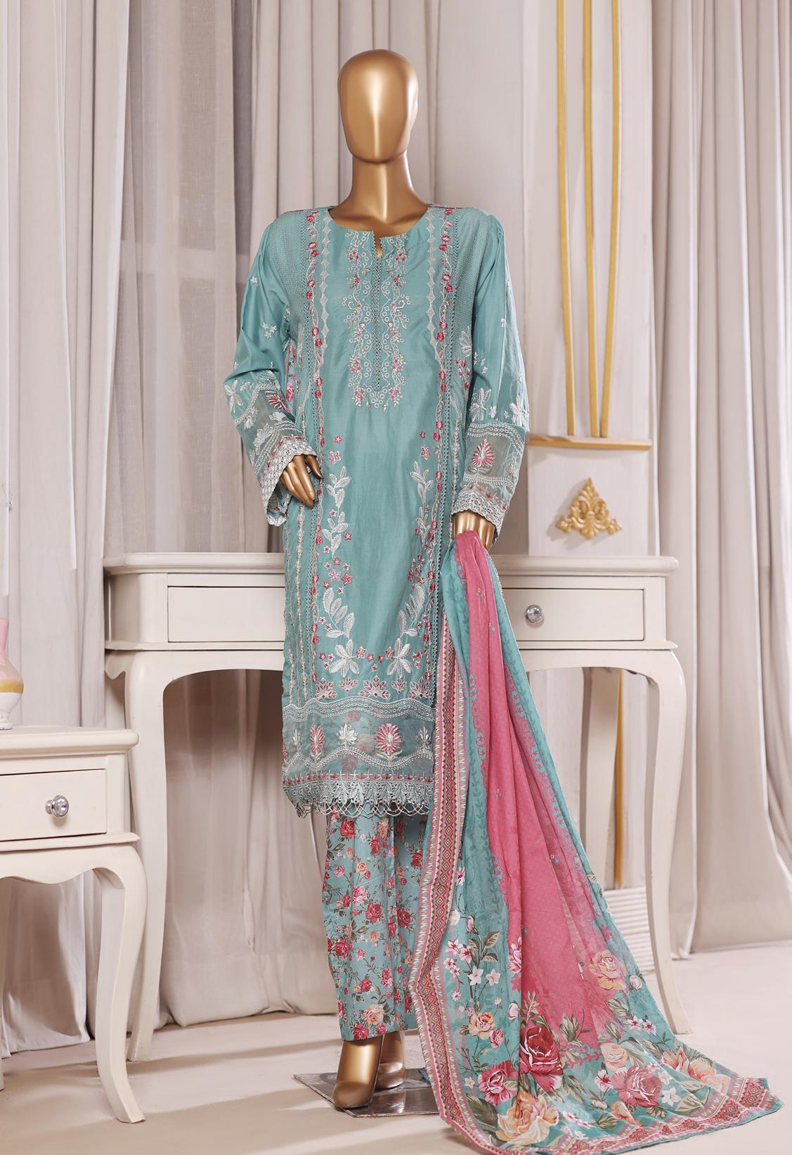 Bin Saeed Luxury Laserkari Lawn With Digital Printed Lawn Dupatta 3Piece Stitched Vol-01 Collection 2026. D#-07