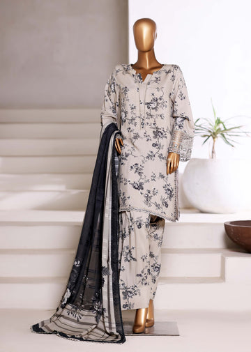 Sadabahar Malika Viscose Short Length Farshi Shalwar With Chiffon Printed Dupatta  3Piece Stitched Vol-02 Collection 2025 Cream Color SDMVS- 010
