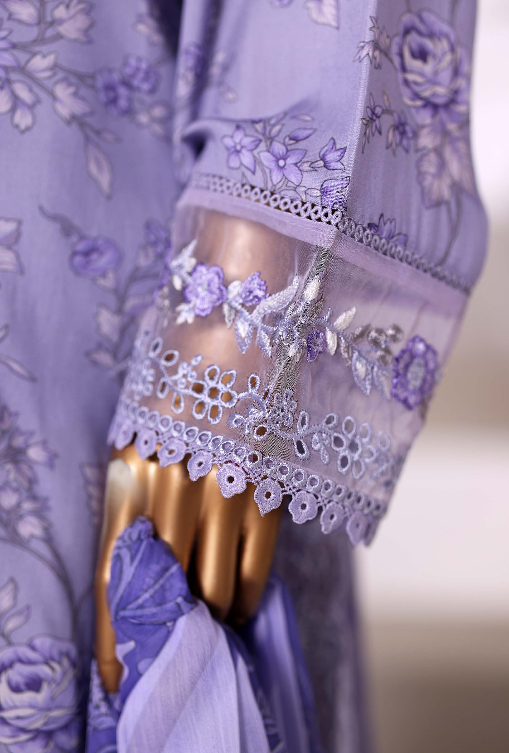 Sadabahar Malika Viscose Short Length Farshi Shalwar With Chiffon Printed Dupatta  3Piece Stitched Vol-02 Collection 2025 Lilic Color SDMVS- 006