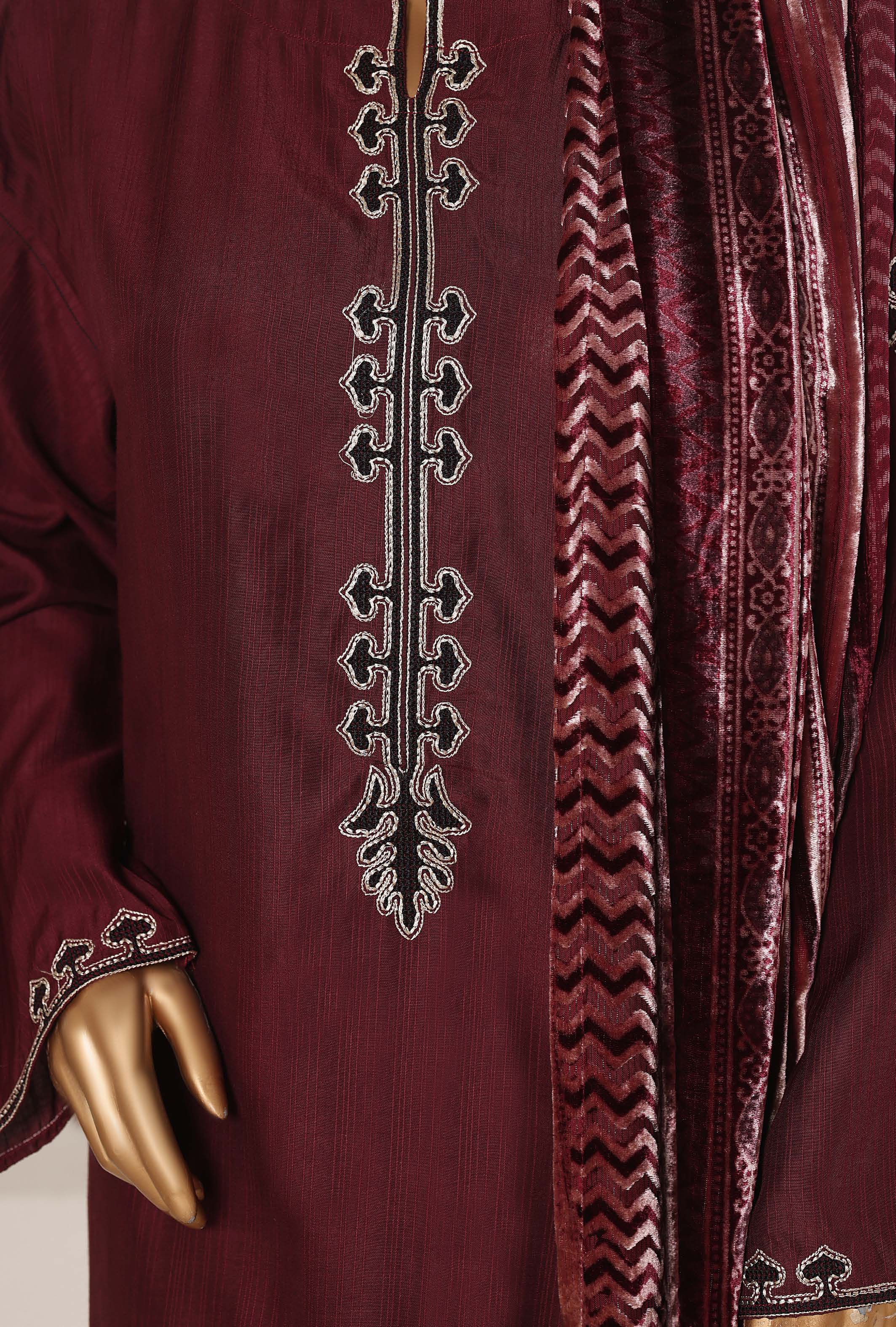 Sadabahar Stitched Embroidery Viscous 3Piece With Palachi Shwal Collection 2025 LEVP -02