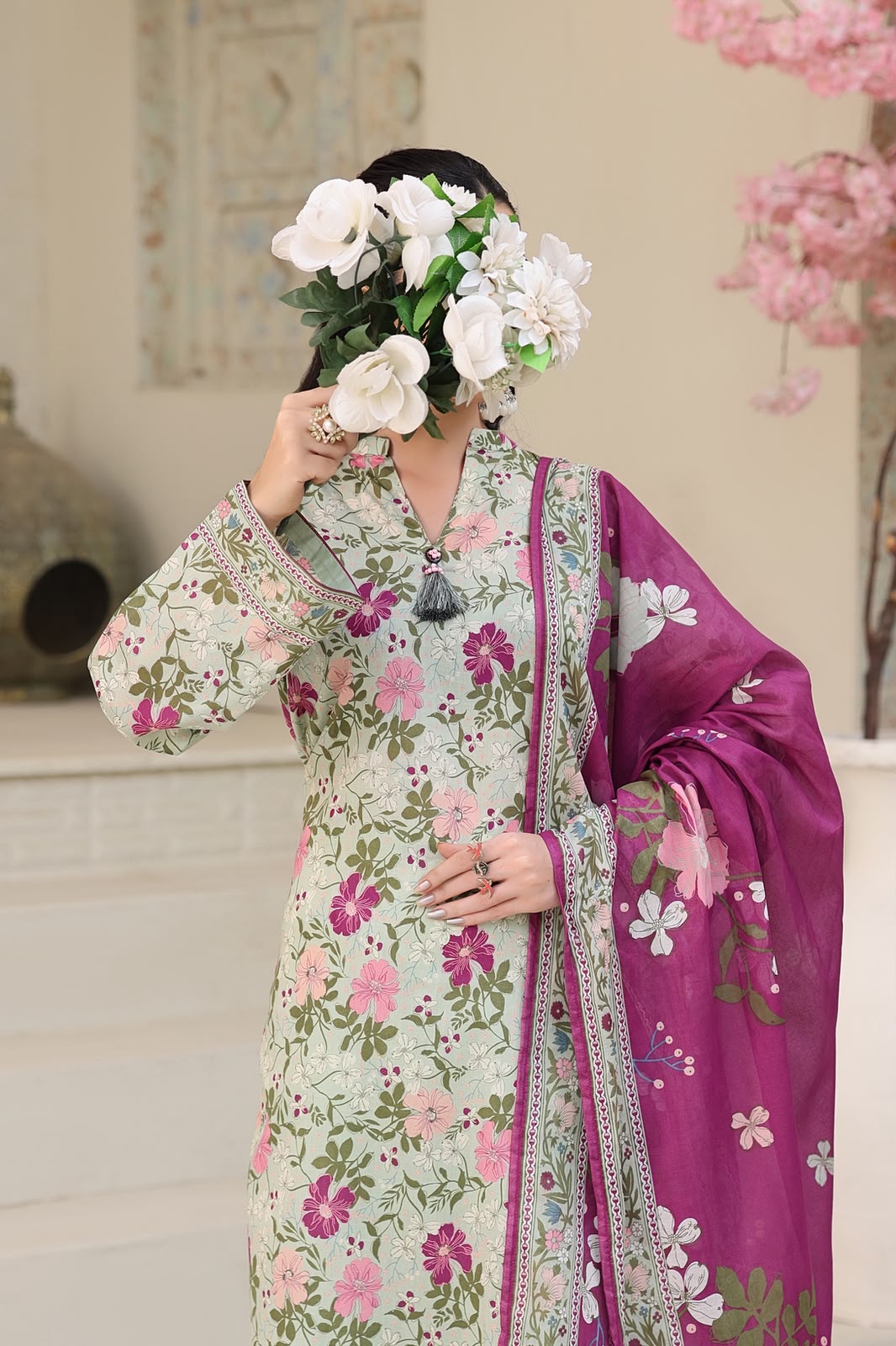 Aizal Luxury Lawn Printed Vol-1 3Piece Stitched Collection 2026 D#-04