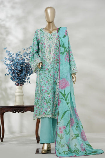 Bin Saeed Stitched 3 Piece Embroidery Lawn Long Length With Broad Flapper Eid Edition Collection 2026 D#13