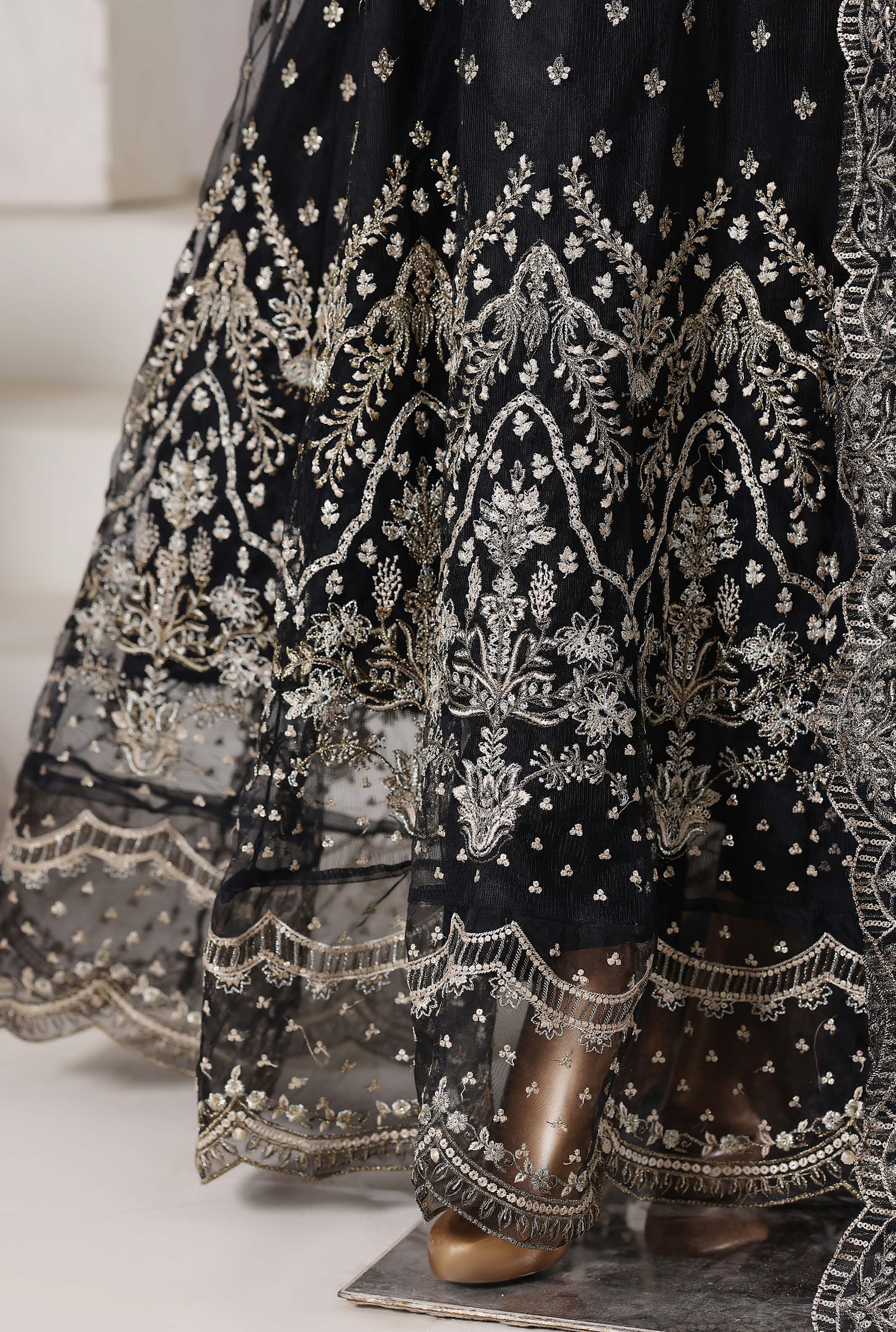 Mahpara By Sadabahar Handwork Embroidered Net Stitched 3 Piece Frock - D-03 - SB25MFF - Black- Festive Collection 2025