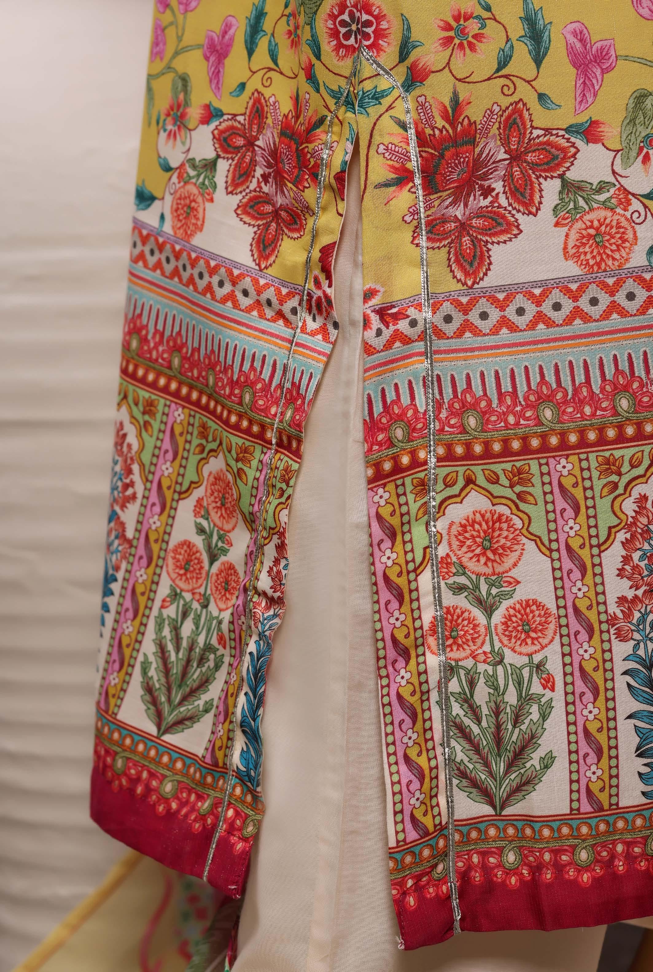 Sadabahar Luxury Chimti Lawn 3Piece Ready To Wear Kaftan Collection KFL-1011