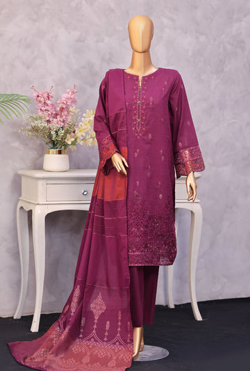 Turkish Embroidered Jacquard 3Piece  Unstitched Suit by HZ Textiles 2026 D#-03