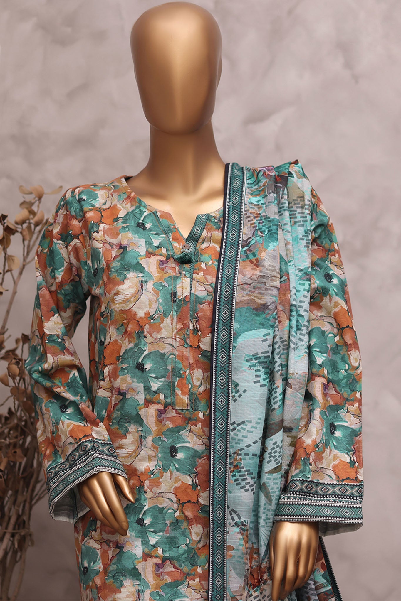 HZ Printed Khadder 3Piece Stitched Vol—1 Collection 2025 D#-03