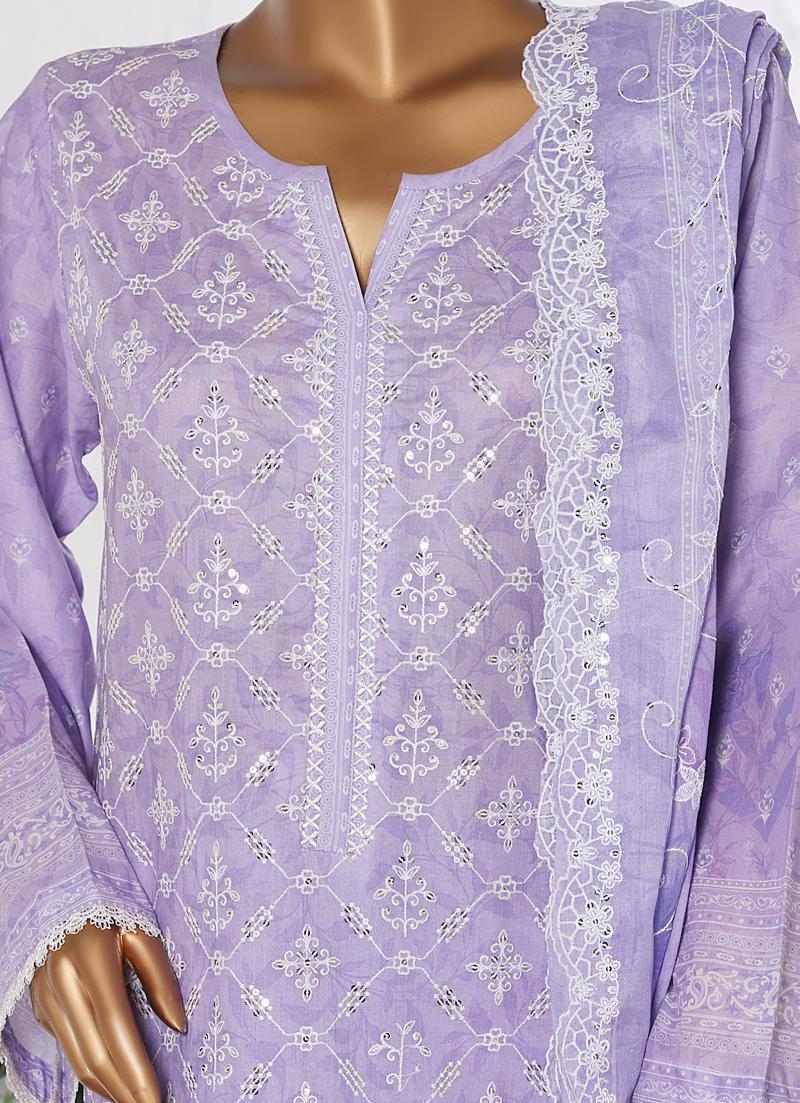 Bin Saeed Luxury Lawn White & White Chickenkari Embroidery 3Piece Stitched COLLECTION 2026. D-11