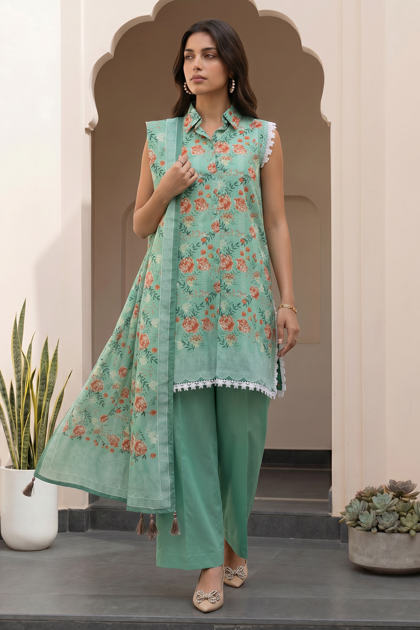 Zellbery Luxury Lawn Printed 3Piece Unstitched Collection 2026 WUS26X38069