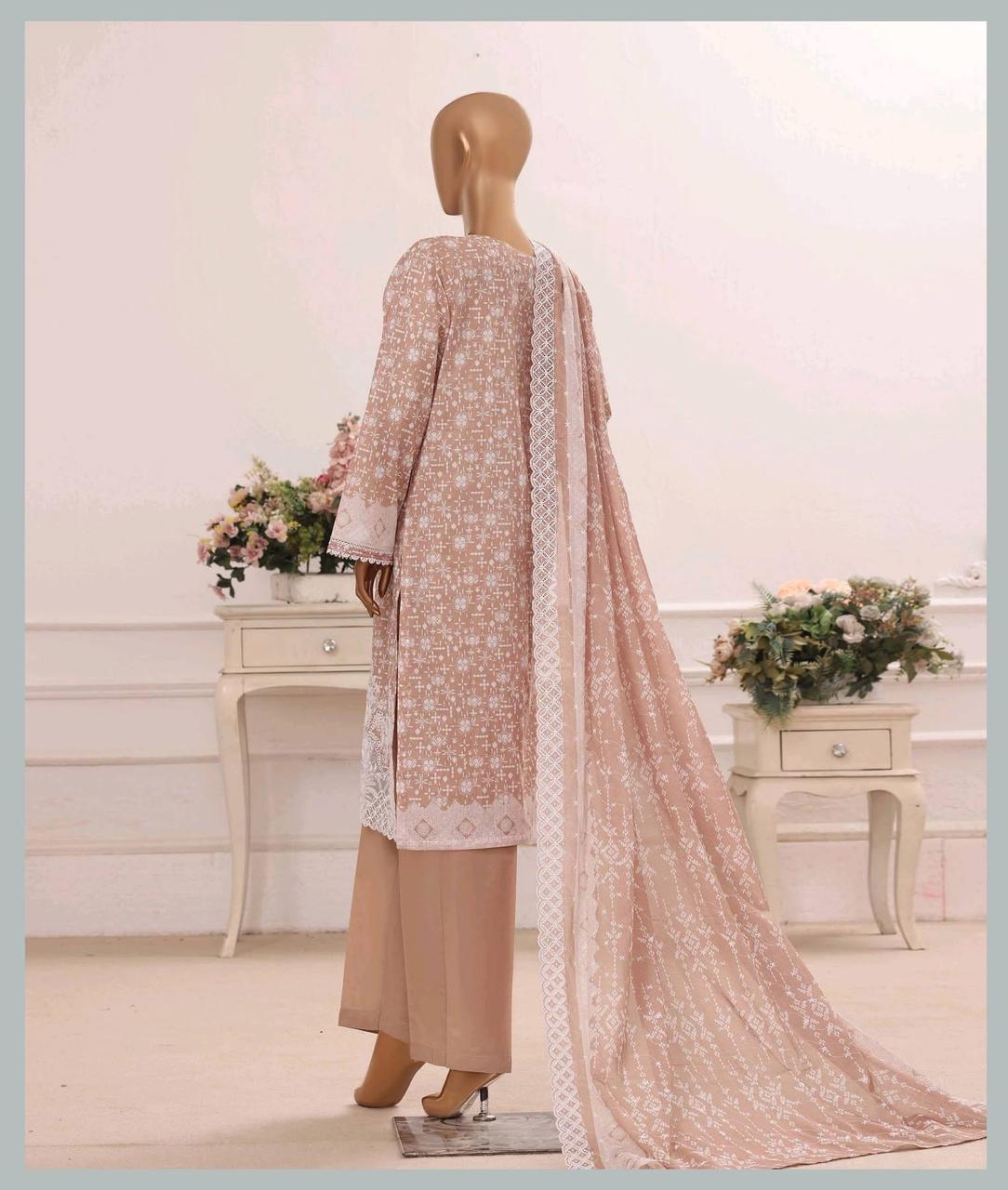 HZ Textiles Luxury Printkari Embroidered Lawn Suit Stitched 3 Piece 2026 D#-04