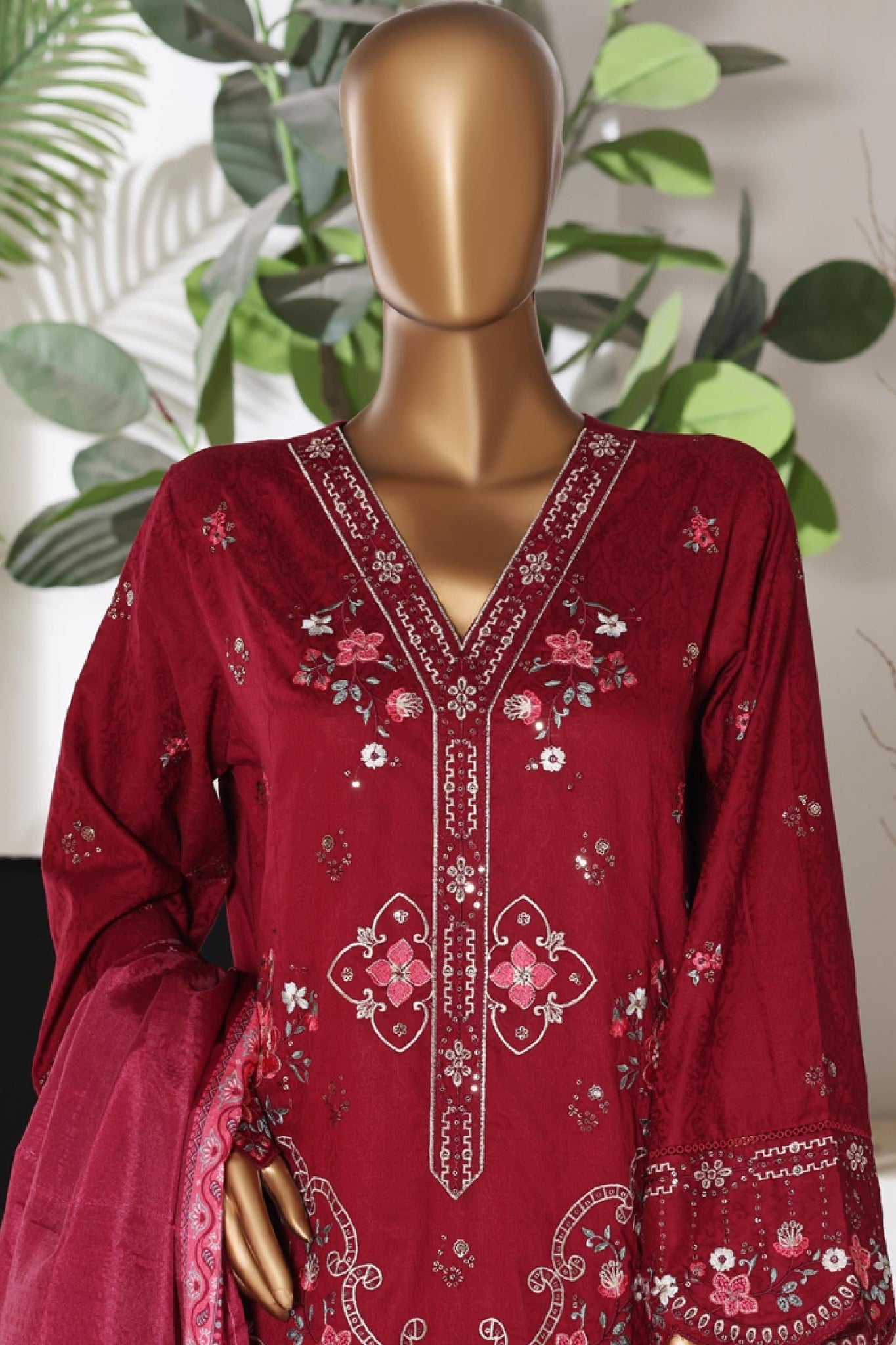 Bin Saeed Luxury Jacquard Lawn Embroidery 3Piece Stitched Collection 2026 D#-01