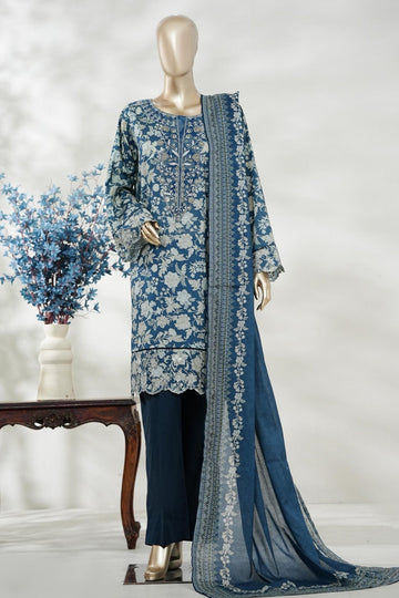 Bin Saeed Stitched 3 Piece Embroidery Lawn Short Length With Broad Flapper Eid Edition Collection 2026 D#08