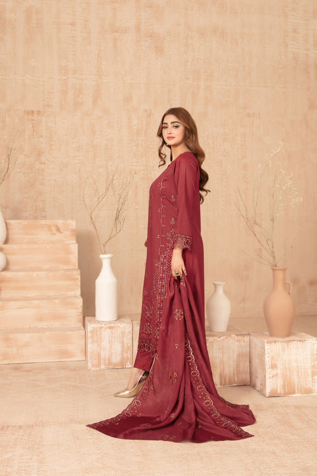 Nisrine By Tawakkal Embroidery Viscous Slub 3Piece Unstitched Collection 2025. D-03