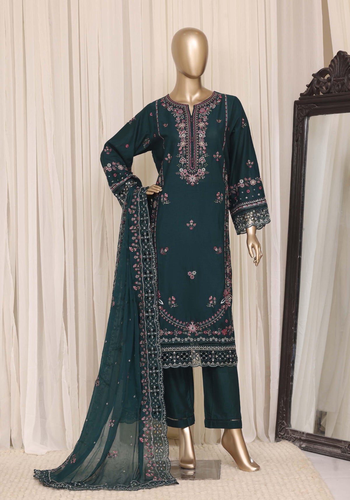 Sadabahar Luxury Slub Lawn Embroidery Stitched Vol-08 Collection 2026. LEL-1002