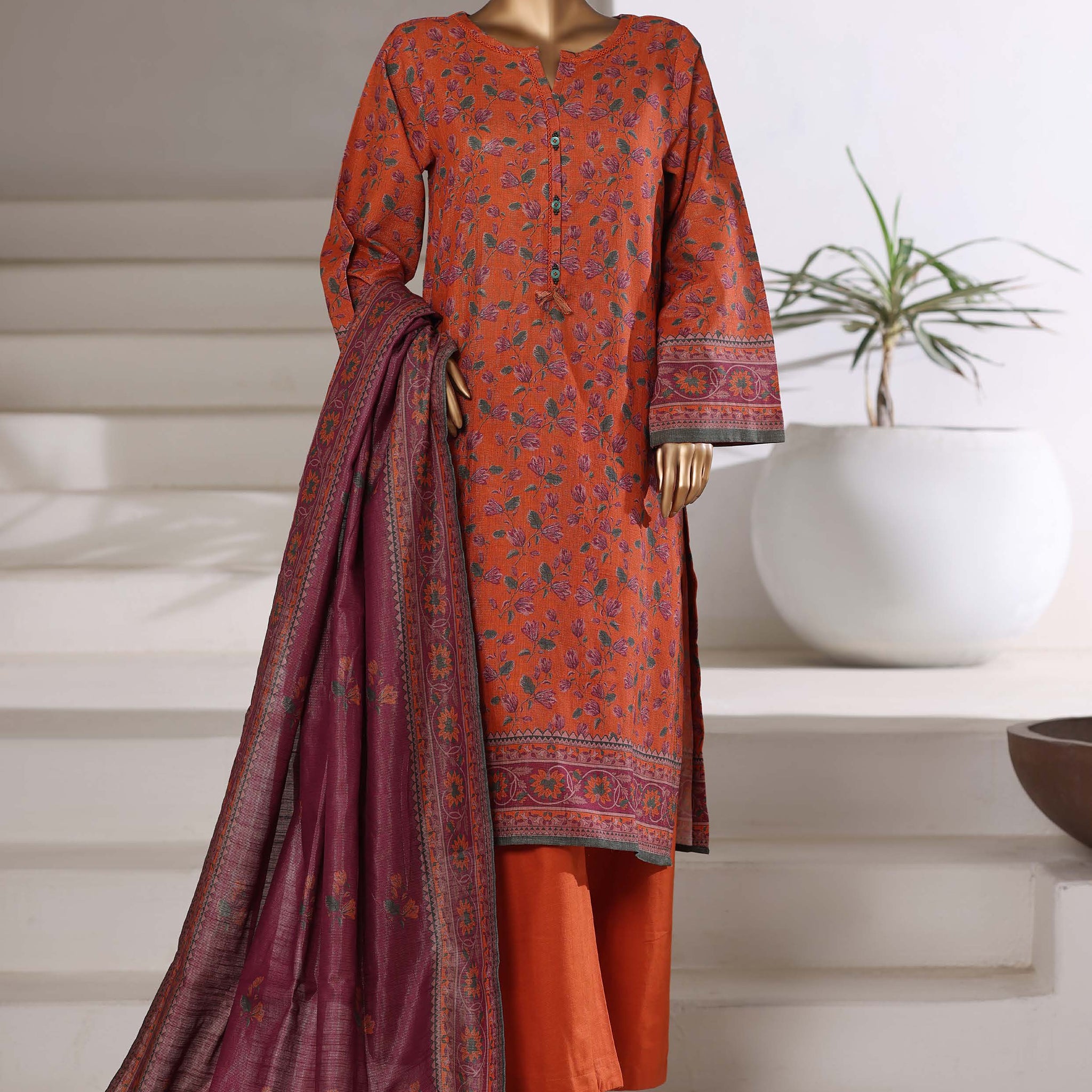 Sadabahar Shimmer Printed Khadder 3PCS Stitched Vol—1 Collection 2025 D-01