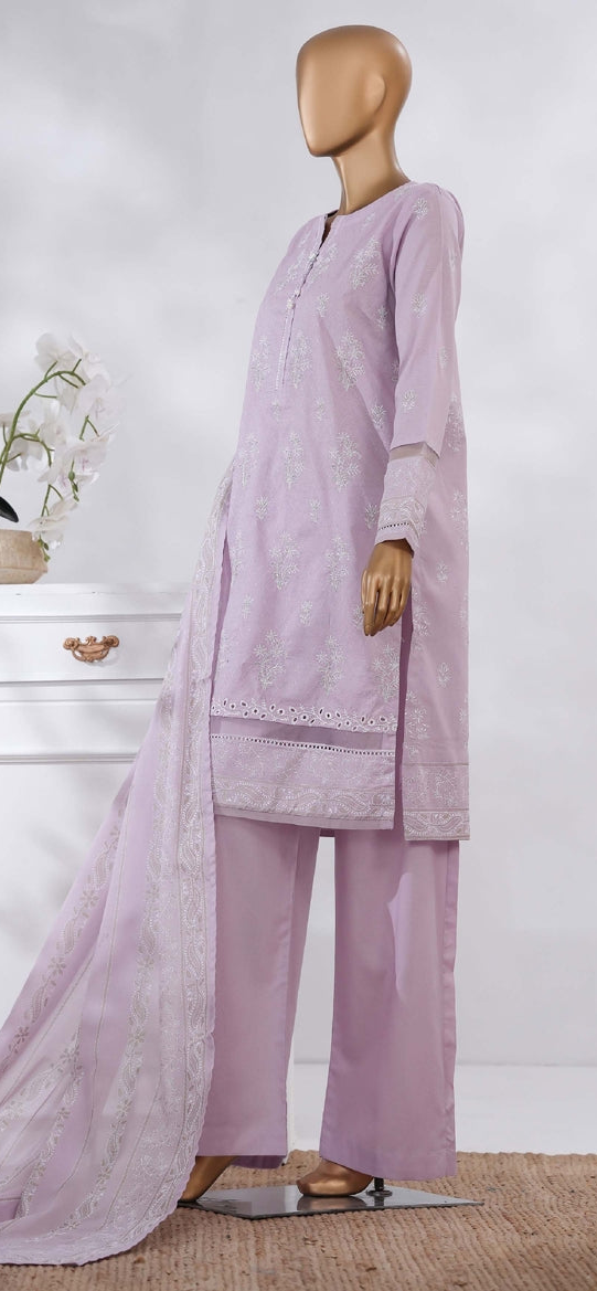 Hz Ready To Were Cotton Sunehri Paste Print With Embroidery Stitched Collection 2025. D-58 Lilic