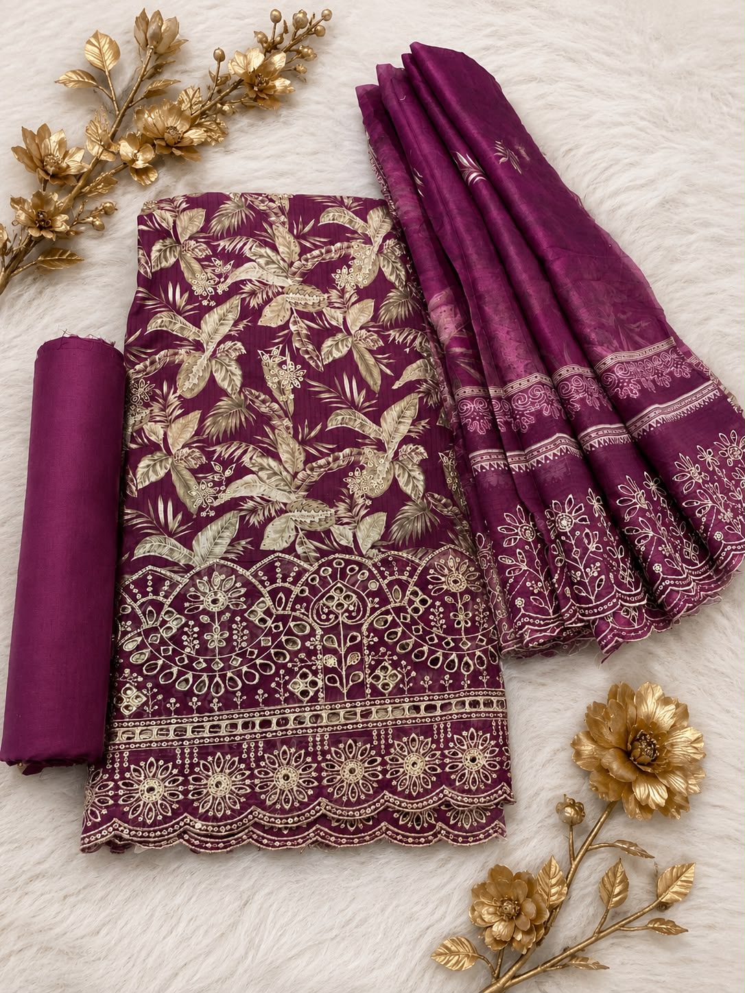 BIN SAEED Luxury Lawn  Embroidery 3Piece Unstitched COLLECTION 2026 D#08