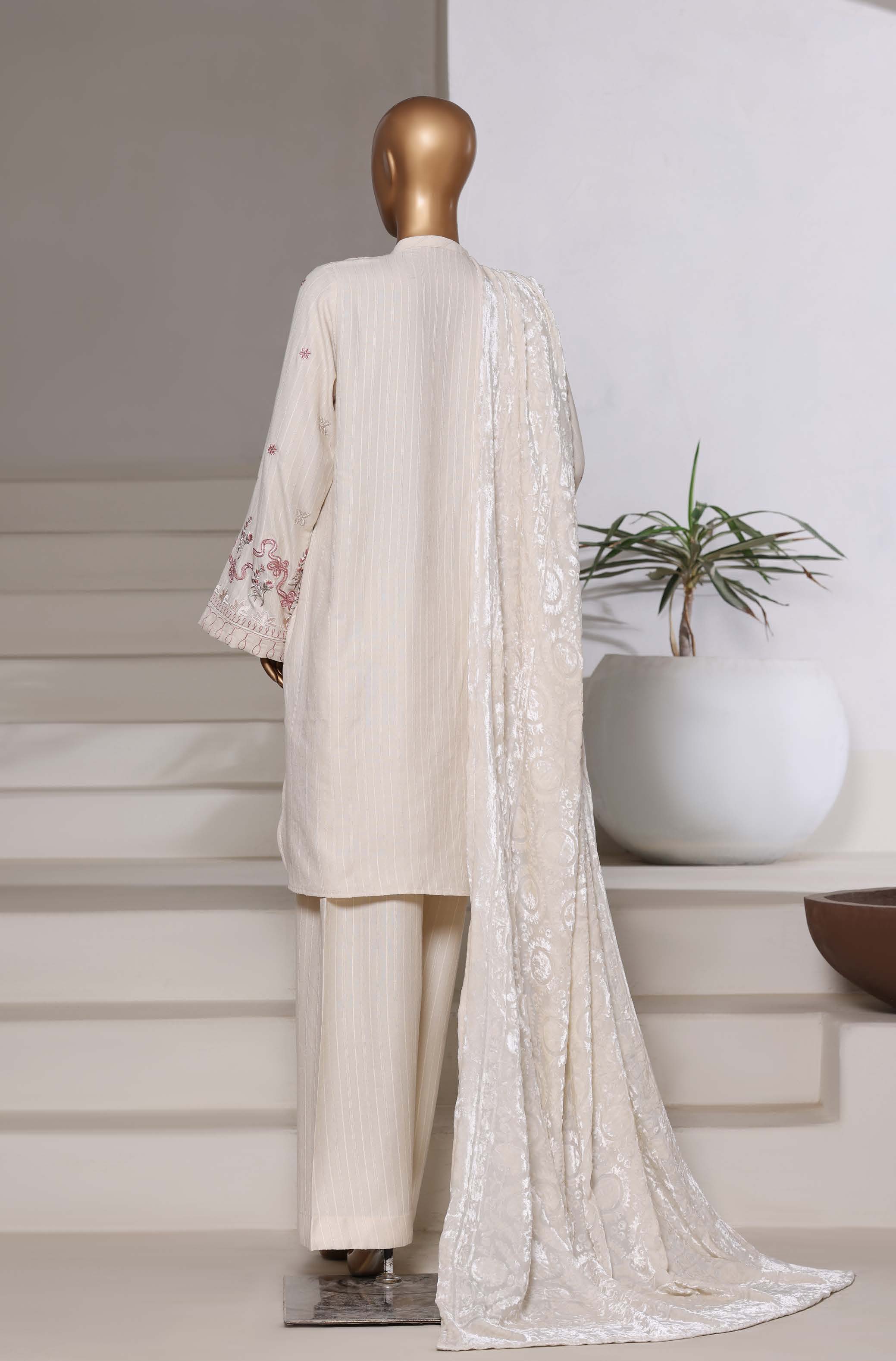 Sadabahar Stitched Winter Embroidery Dhanak 3Piece With Palachi Shwal Collection 2025 SDPL -03