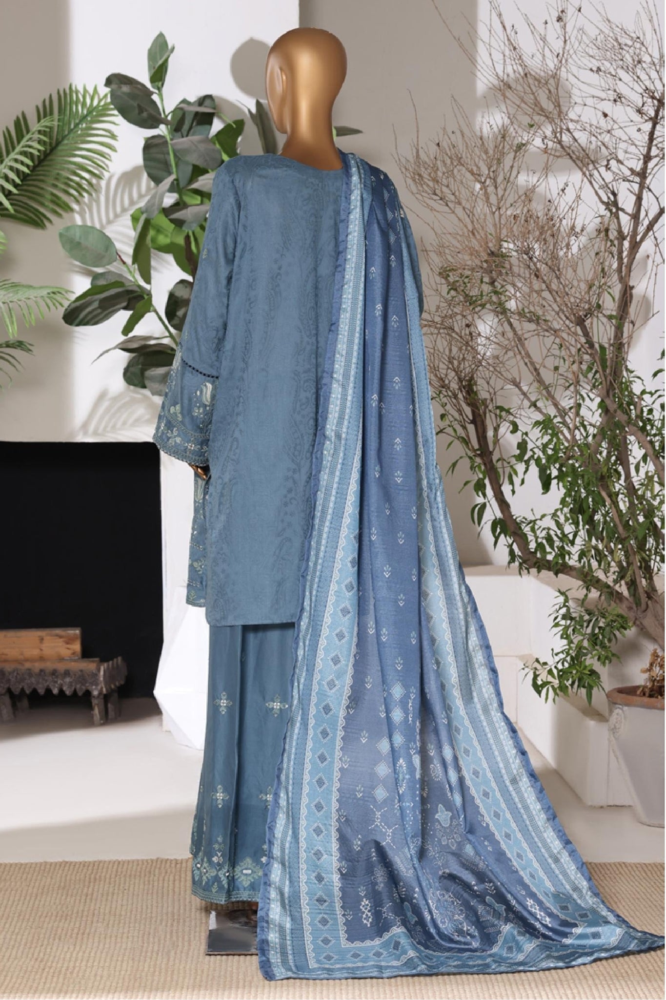 Bin Saeed Luxury Jacquard Lawn Embroidery 3Piece Stitched Collection 2026 D#-03