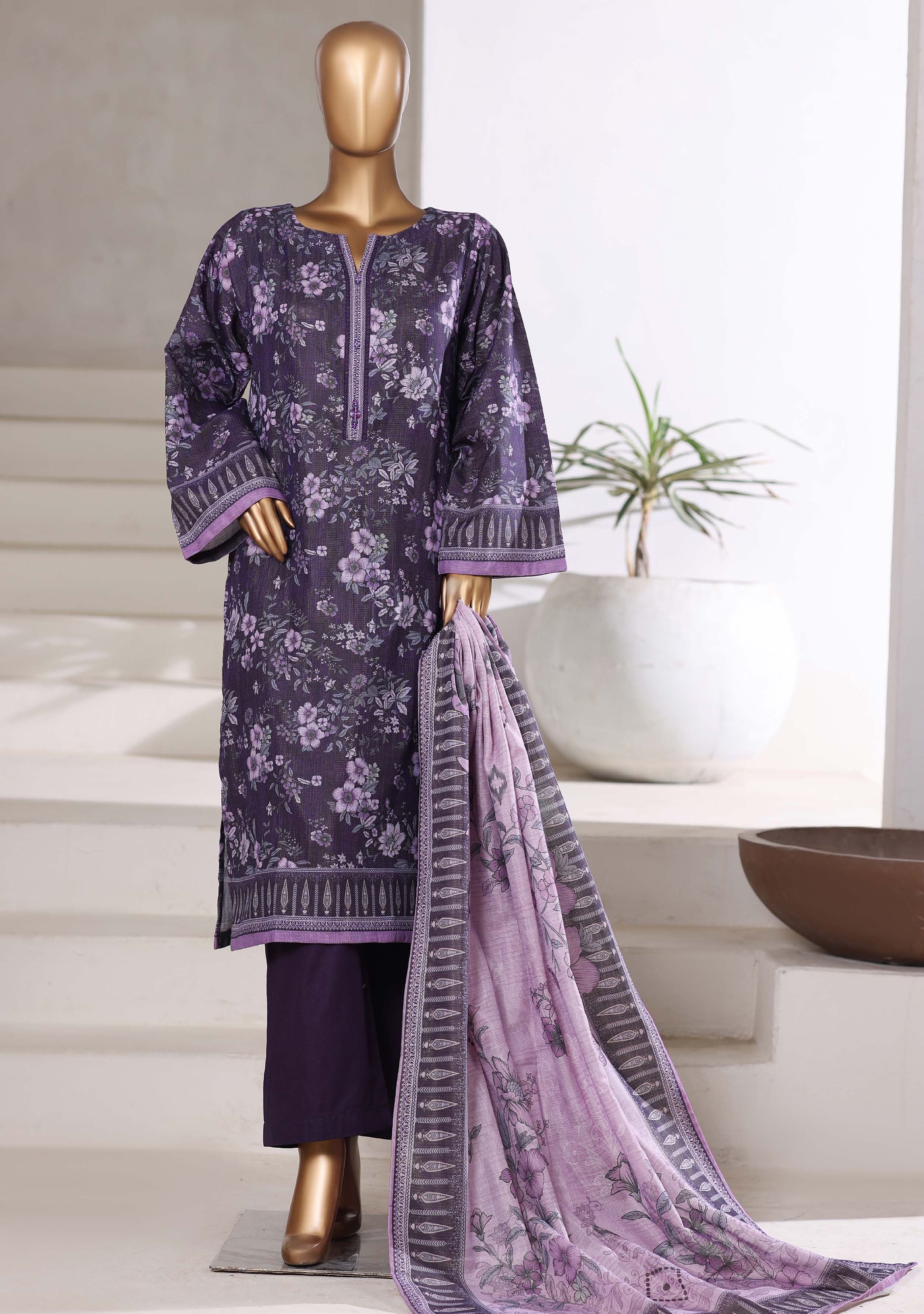 Sadabahar Shimmer Printed Khadder 3PCS Stitched Vol—1 Collection 2025 D-03