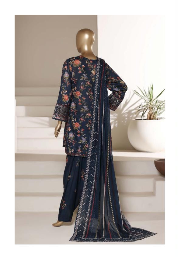 Sadabahar Malika Embroidery Lawn Short Length With Shalwar With Lawn Printed Dupatta  3Piece Stitched Vol-01 Collection 2026 D#01
